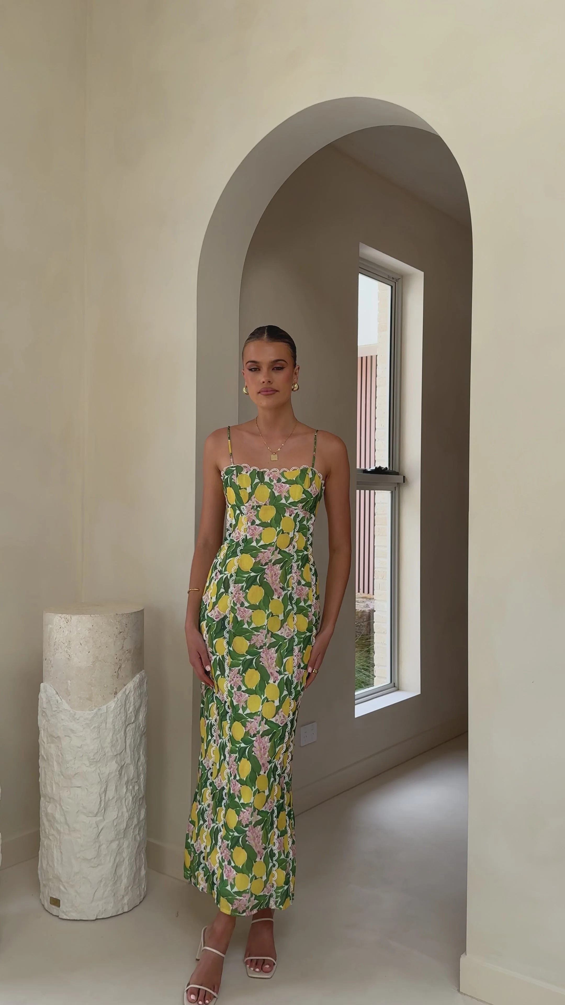 Carlia Midi Dress - Lemon Print