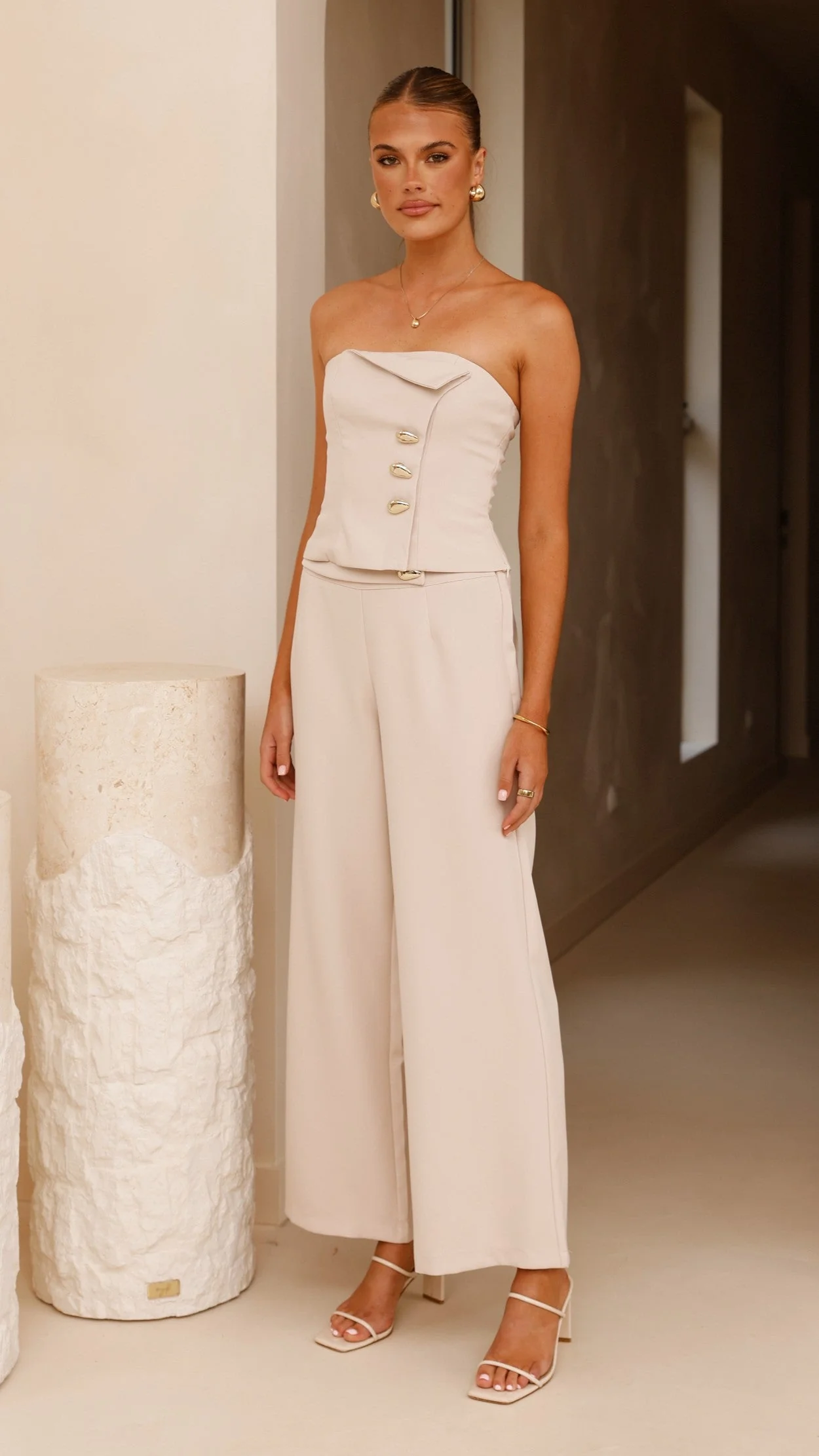 Payton Strapless Top  - Beige