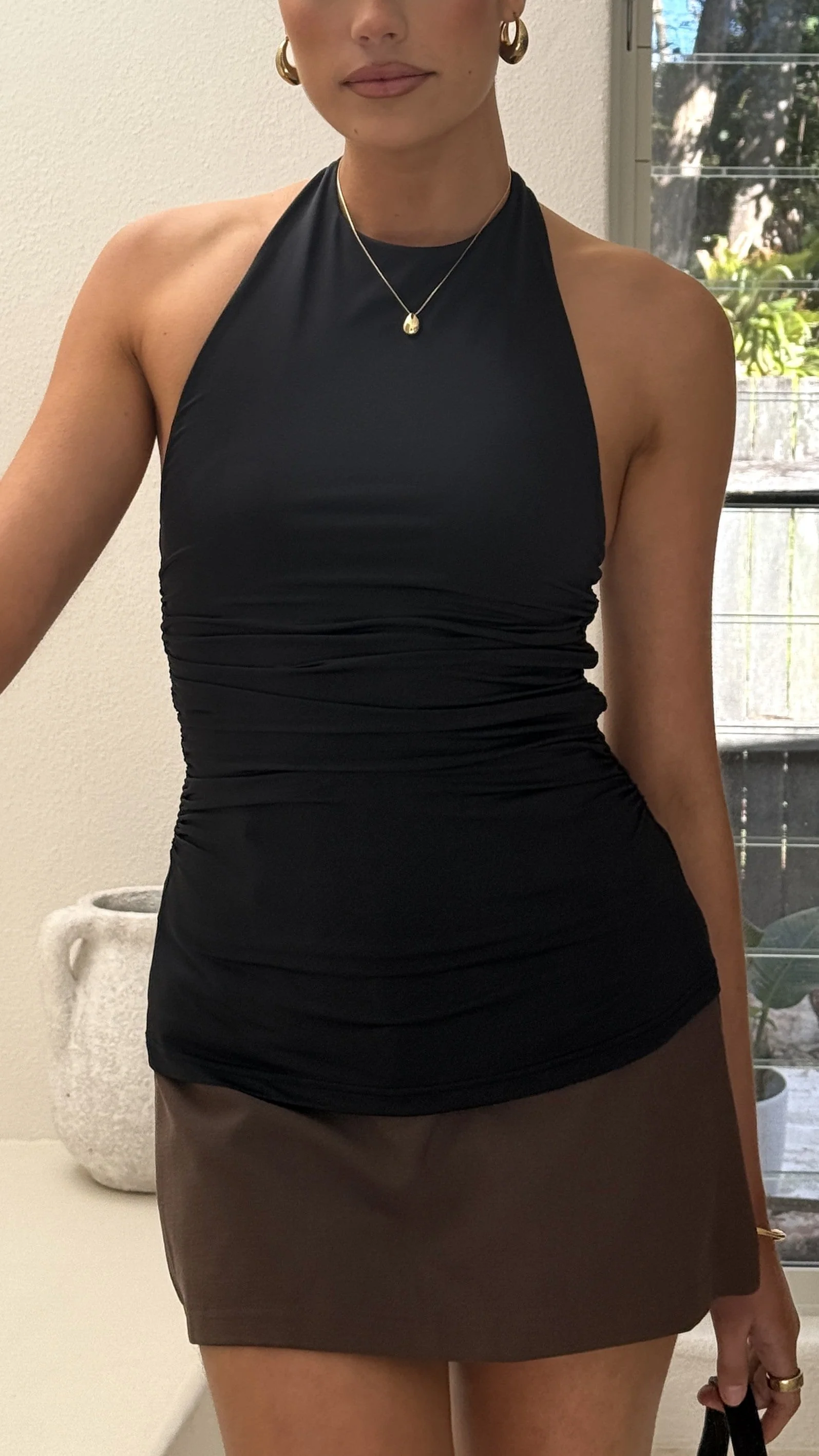 Ivy Halter Neck Top - Black