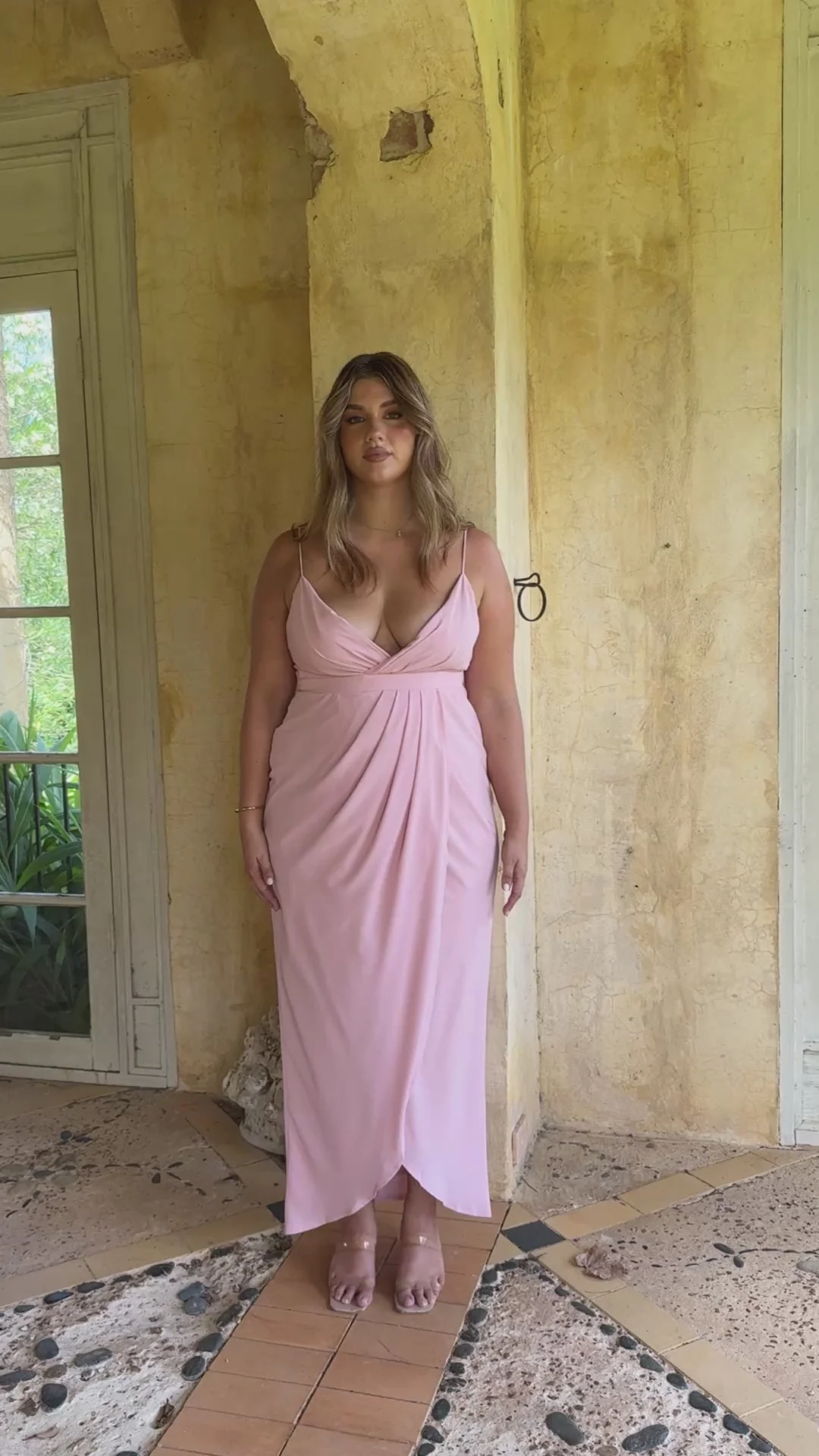 Charlotte Draped Maxi Dress - Pink