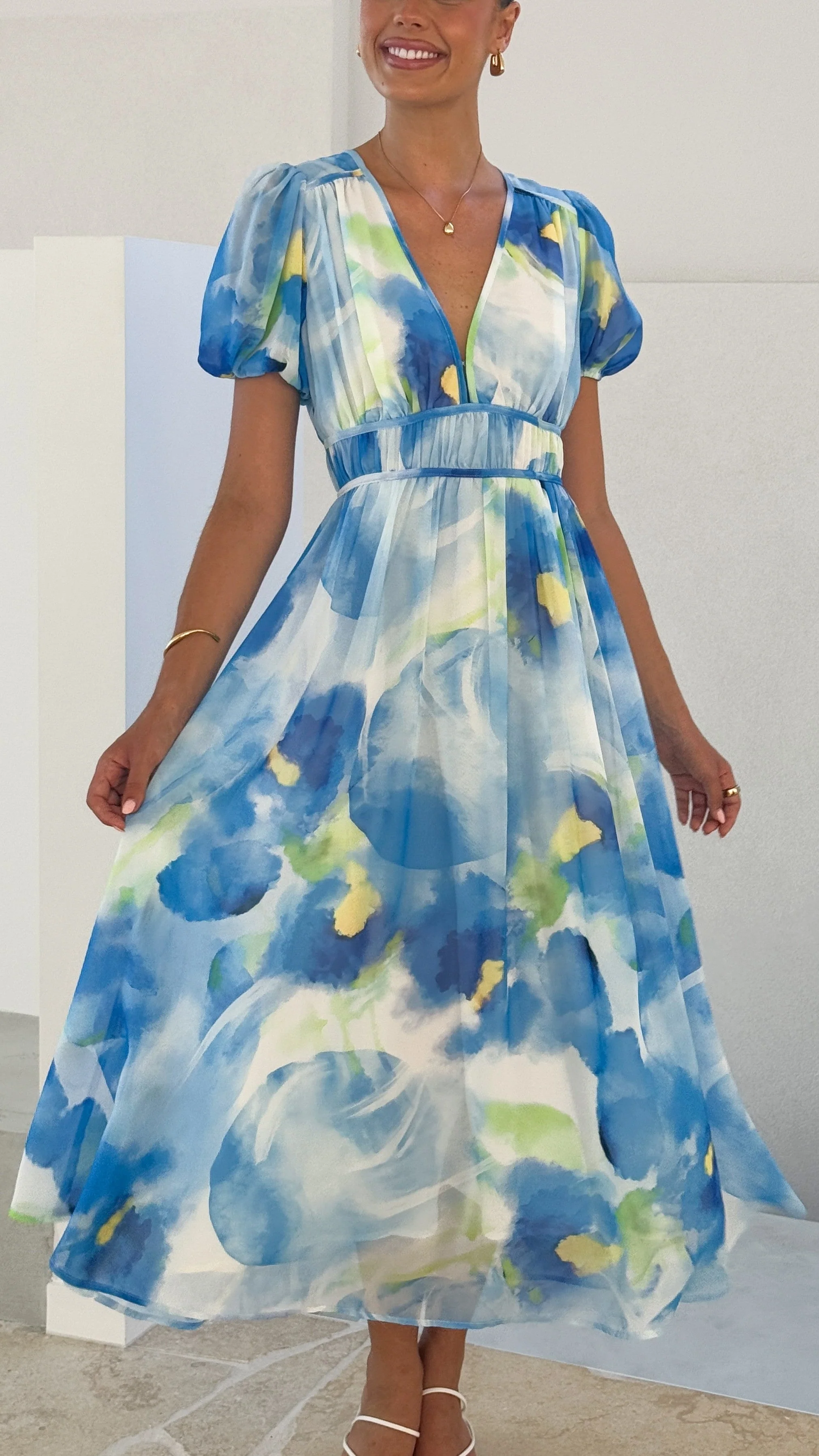 Amberose Maxi Dress -  Blue/Green