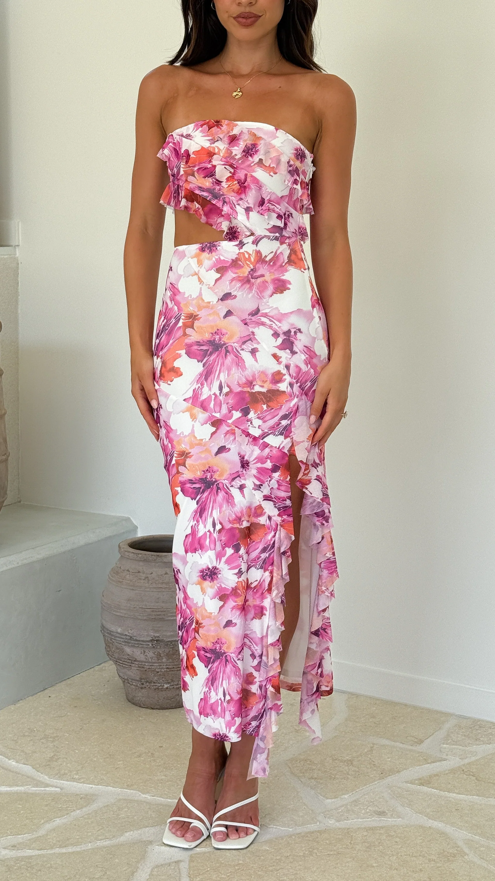 Zinnia Midi Dress - Pink/Purple Floral