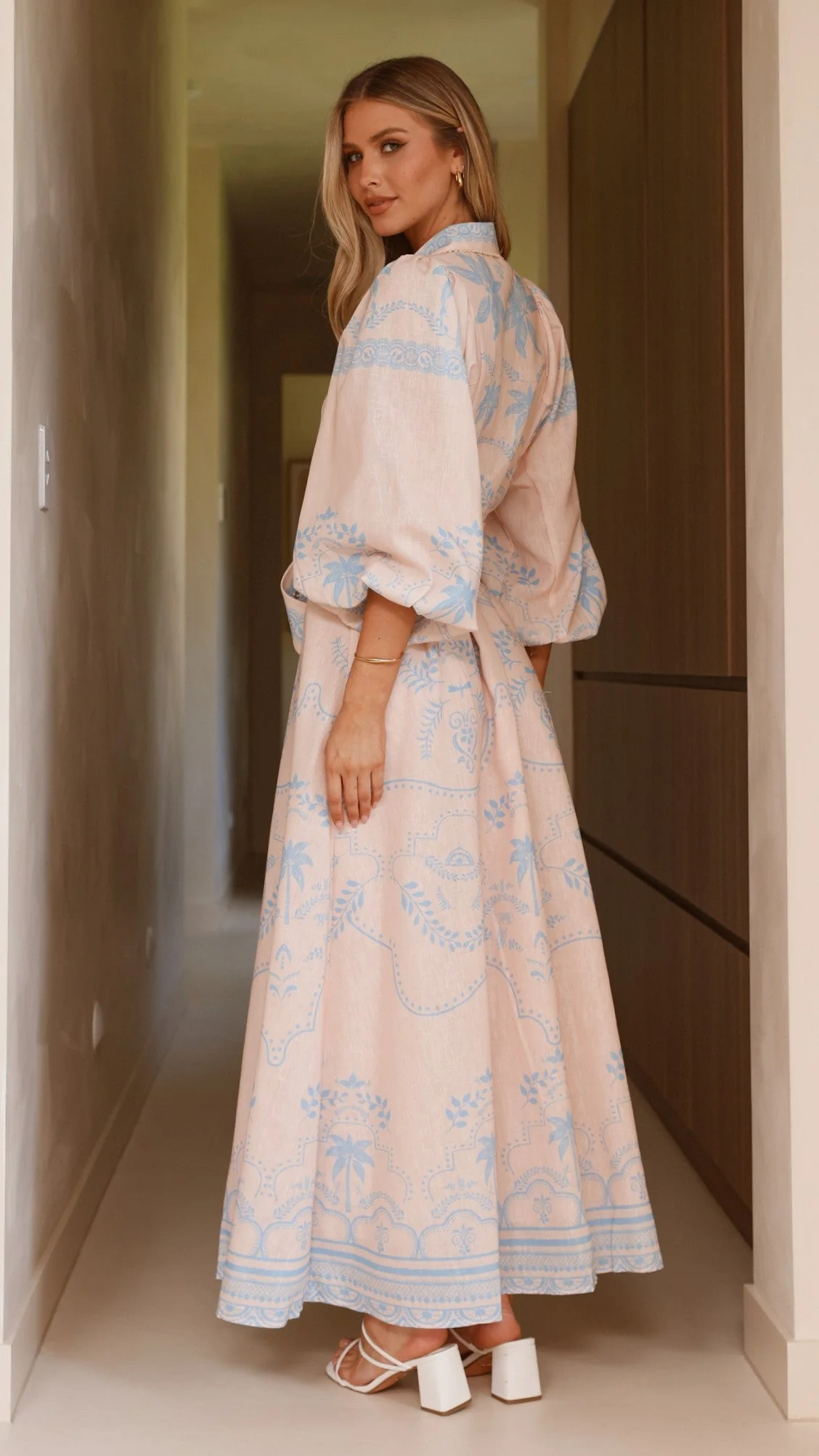 Xander Long Sleeve Maxi Dress - Blue