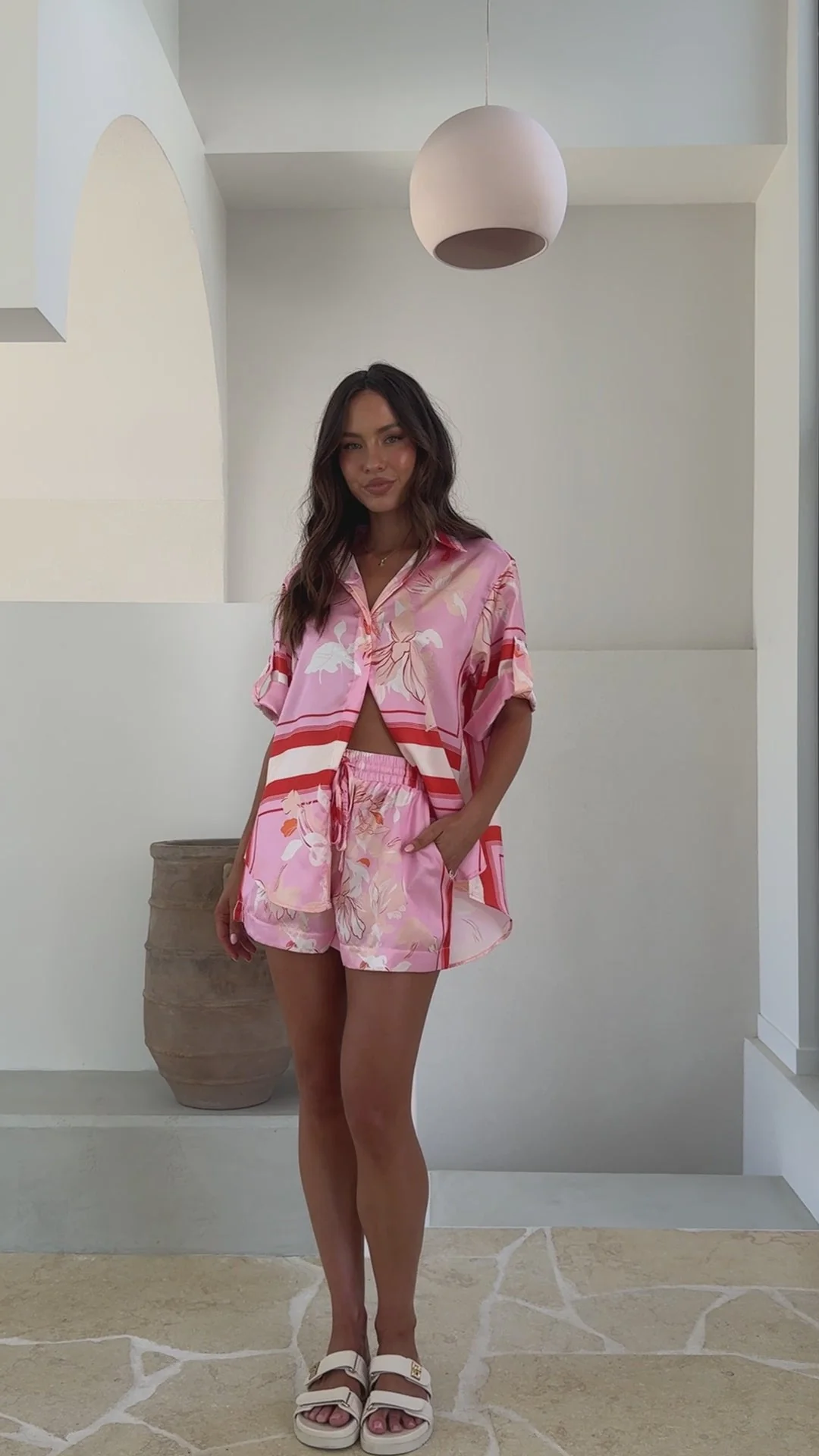 Alma Shorts - Pink/White Print