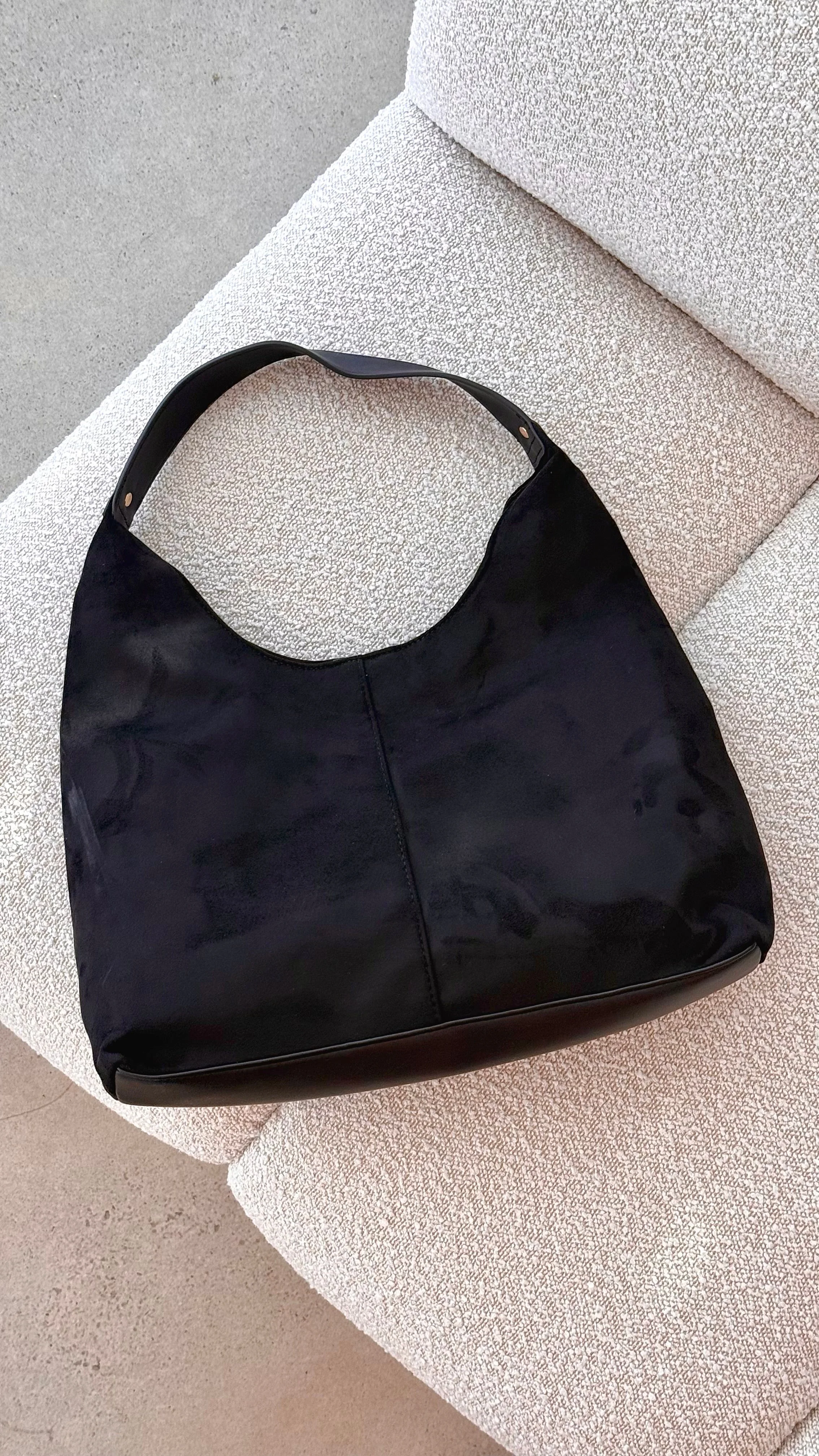 Tammy Shoulder Bag - Black Suede