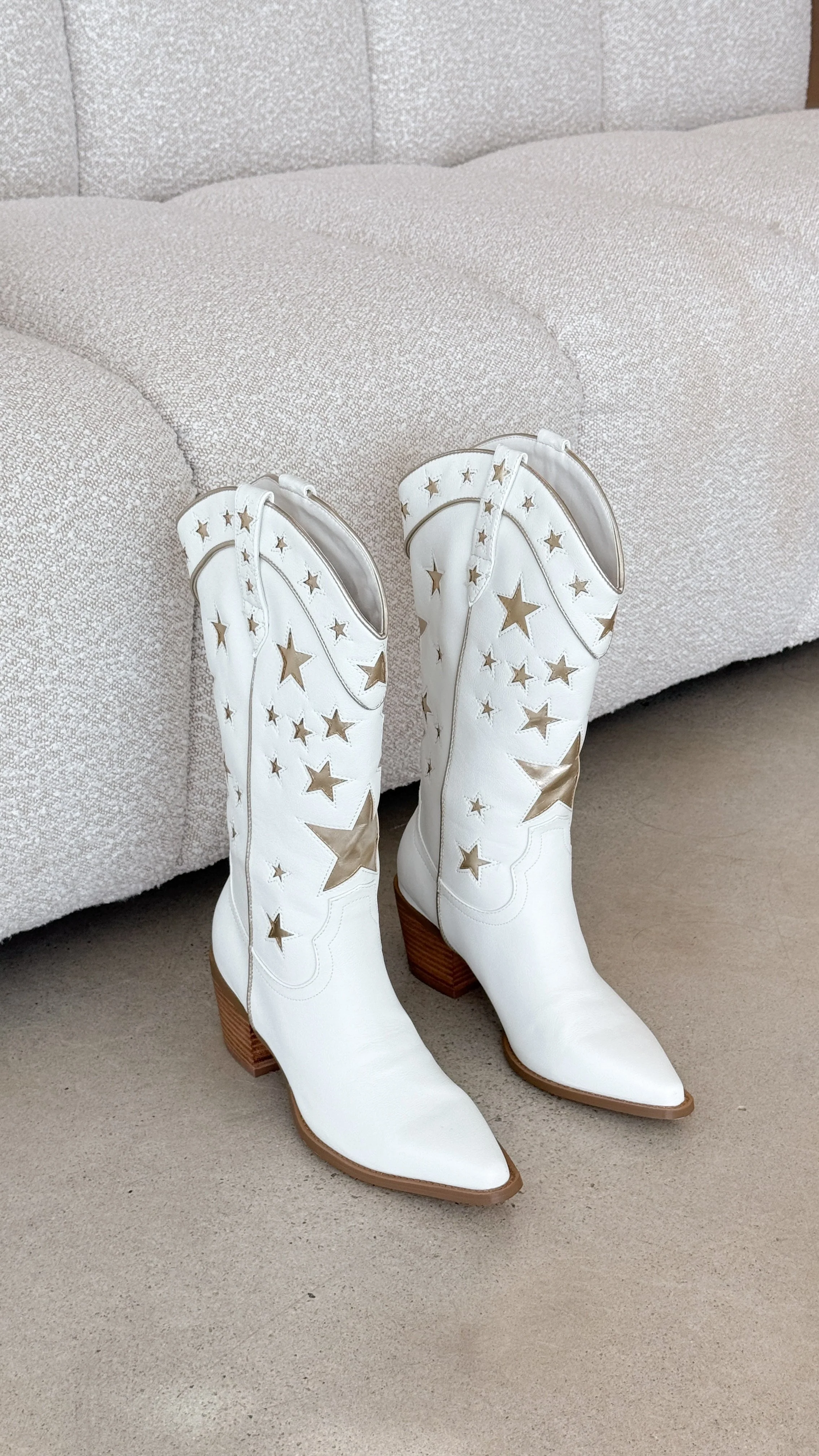 Dollie Boots - White-Gold Metallic