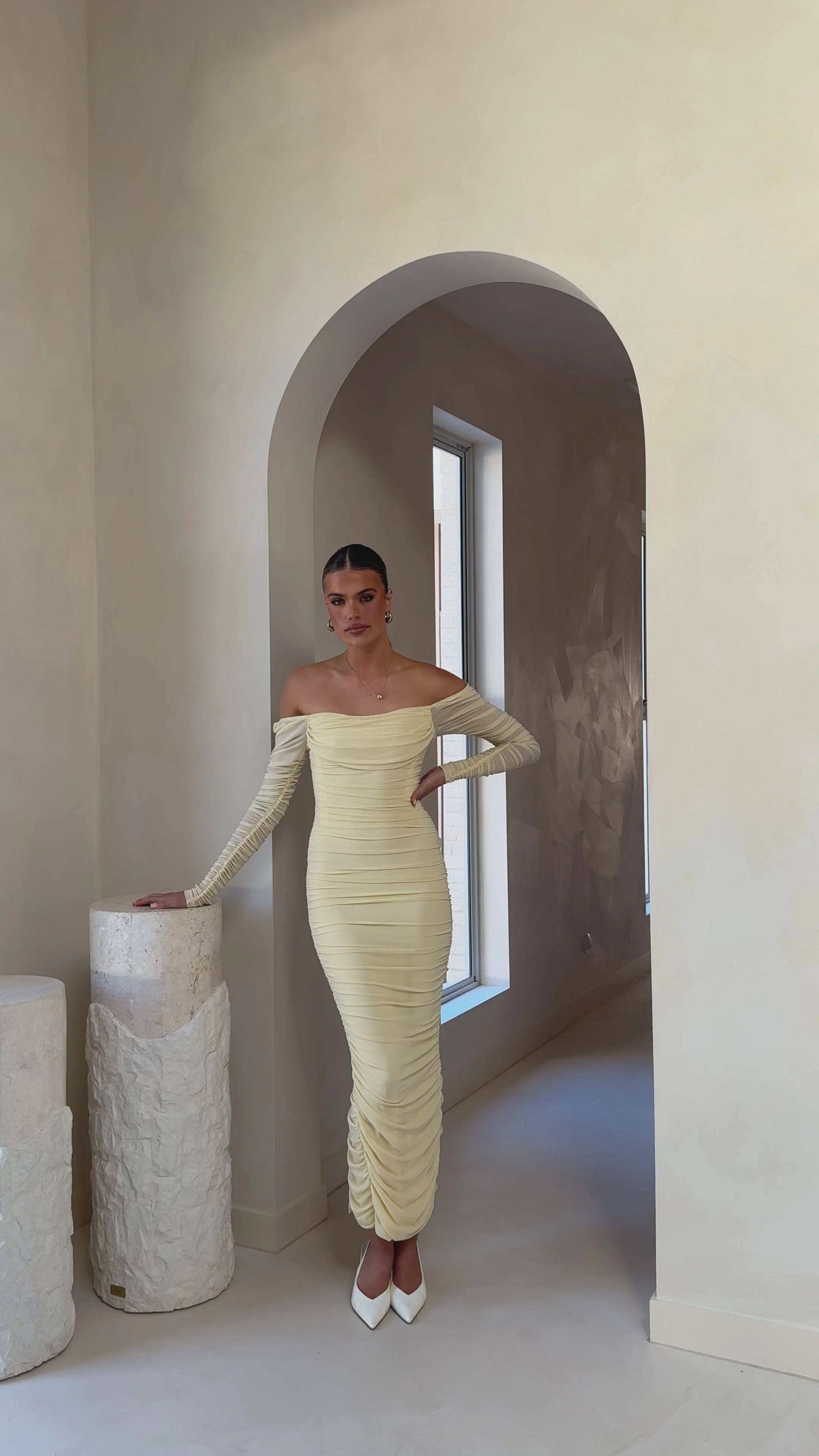 Kylie Maxi Dress Long Sleeve - Yellow