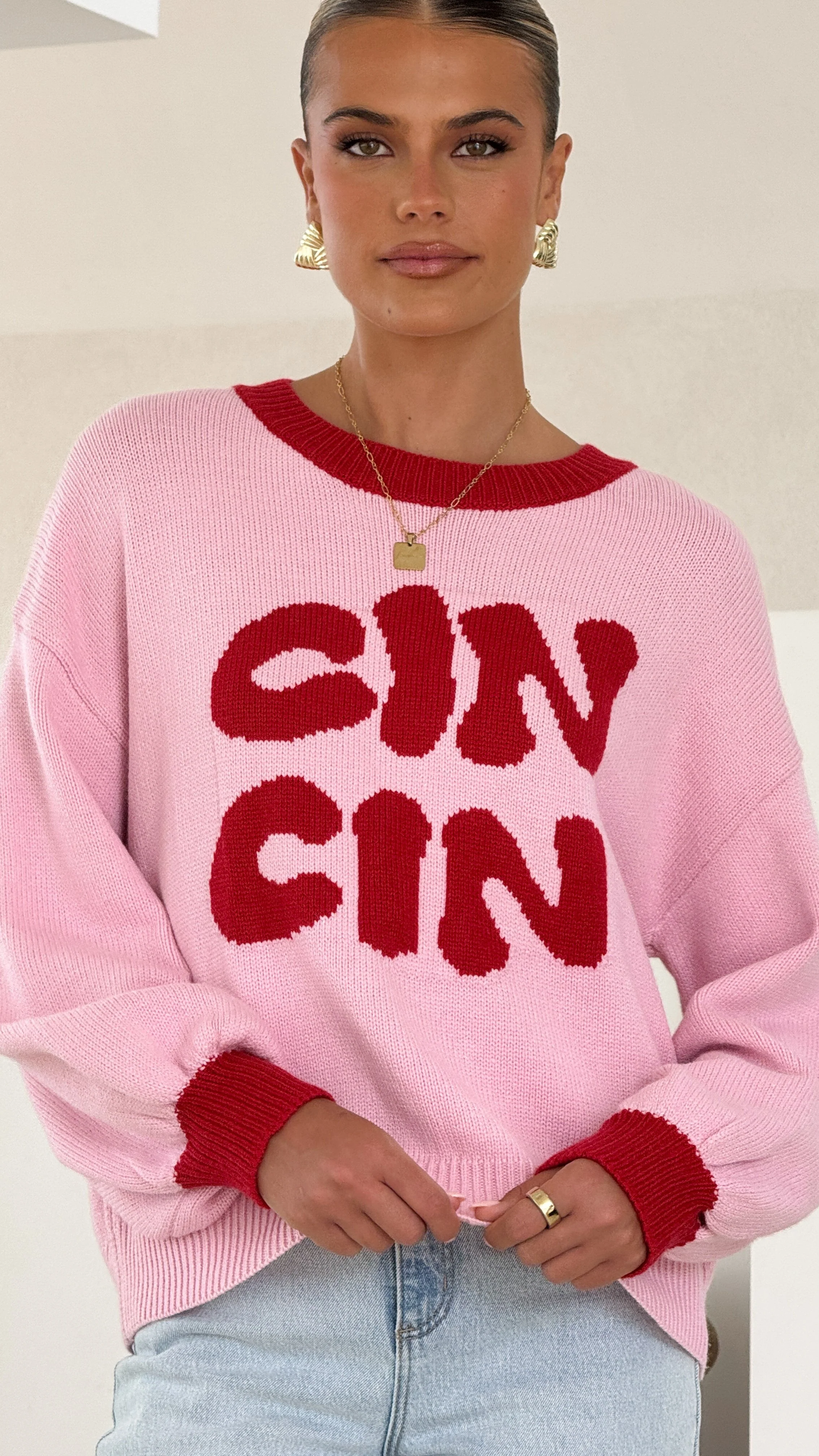 Cin Cin Sweater - Pink / Red