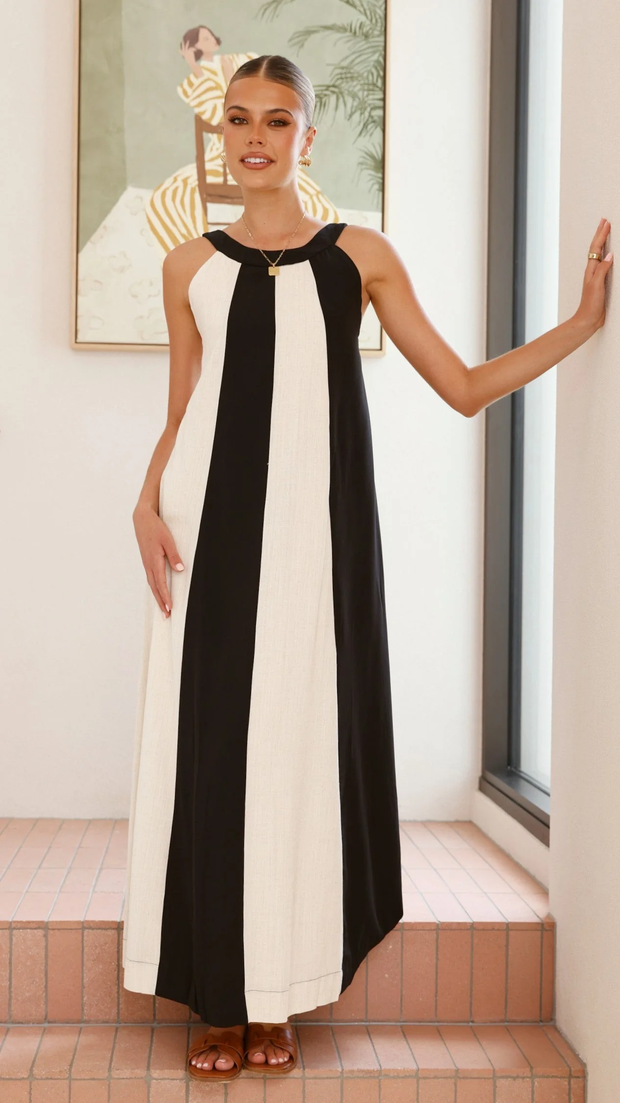 Talaith Maxi Dress - Black / Cream