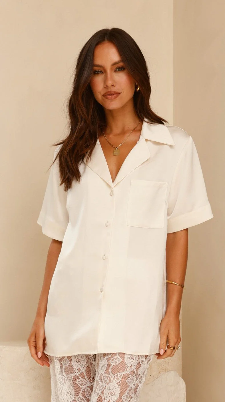 Courtney Button Up Shirt - Cream