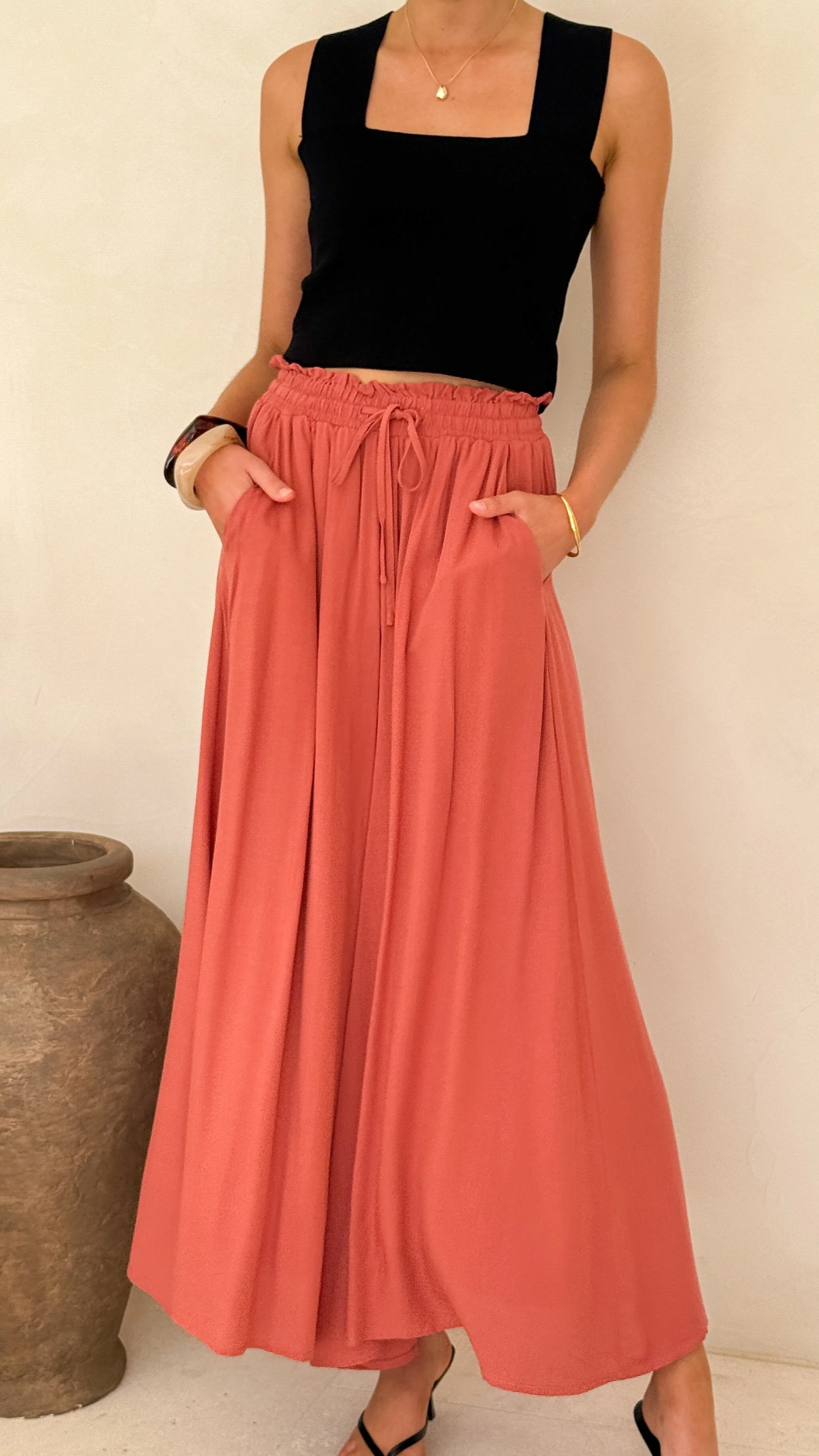 Aria Wide Leg Pants - Terracotta