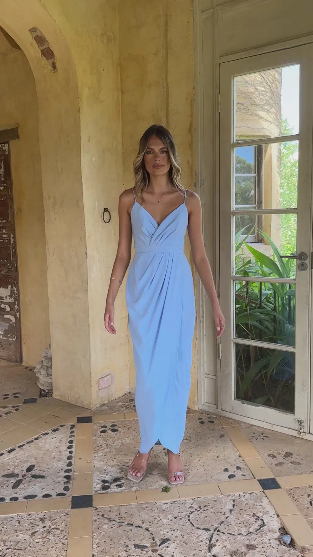 Charlotte Draped Maxi Dress - Blue