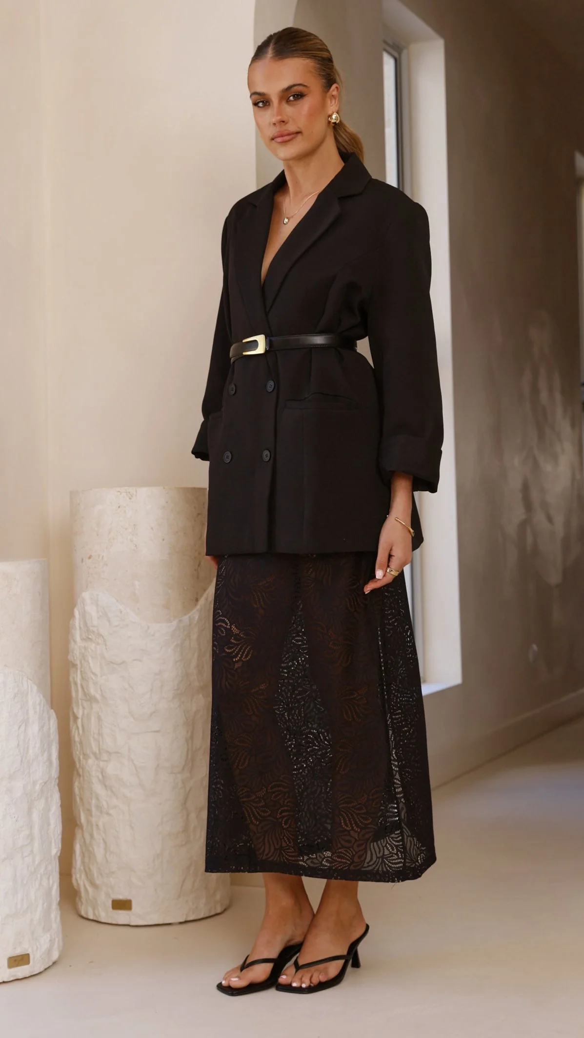 Louisa Lace Maxi Skirt - Black