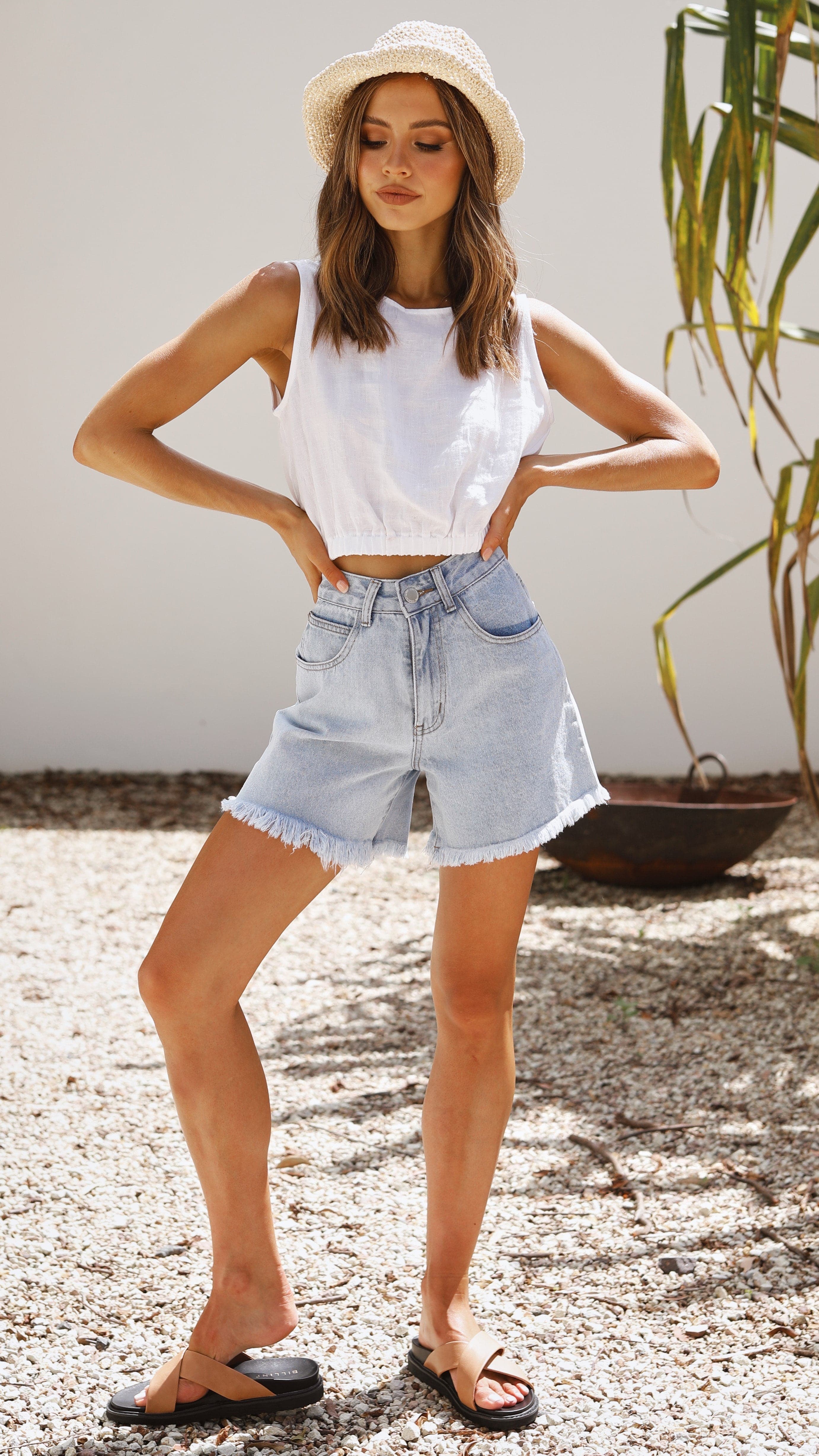 Aimee Linen Top - White