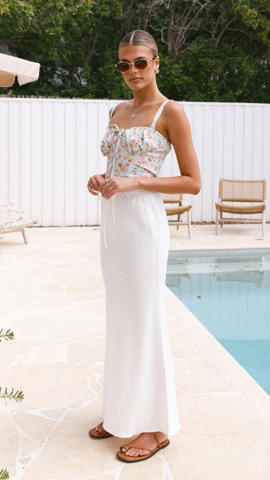 Amani Linen Maxi Skirt - White