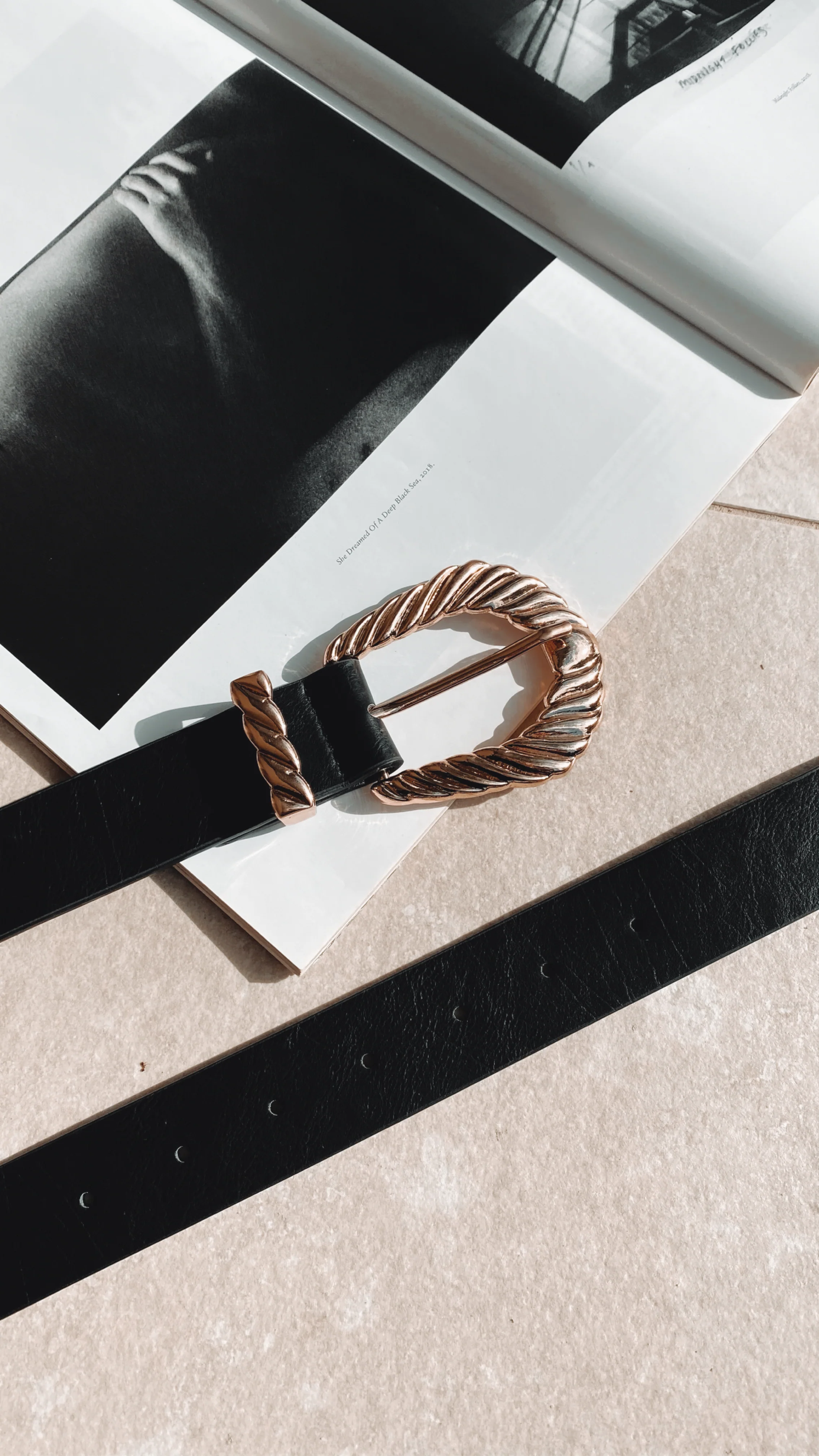 Amelie Twist Buckle Belt - Black/Gold