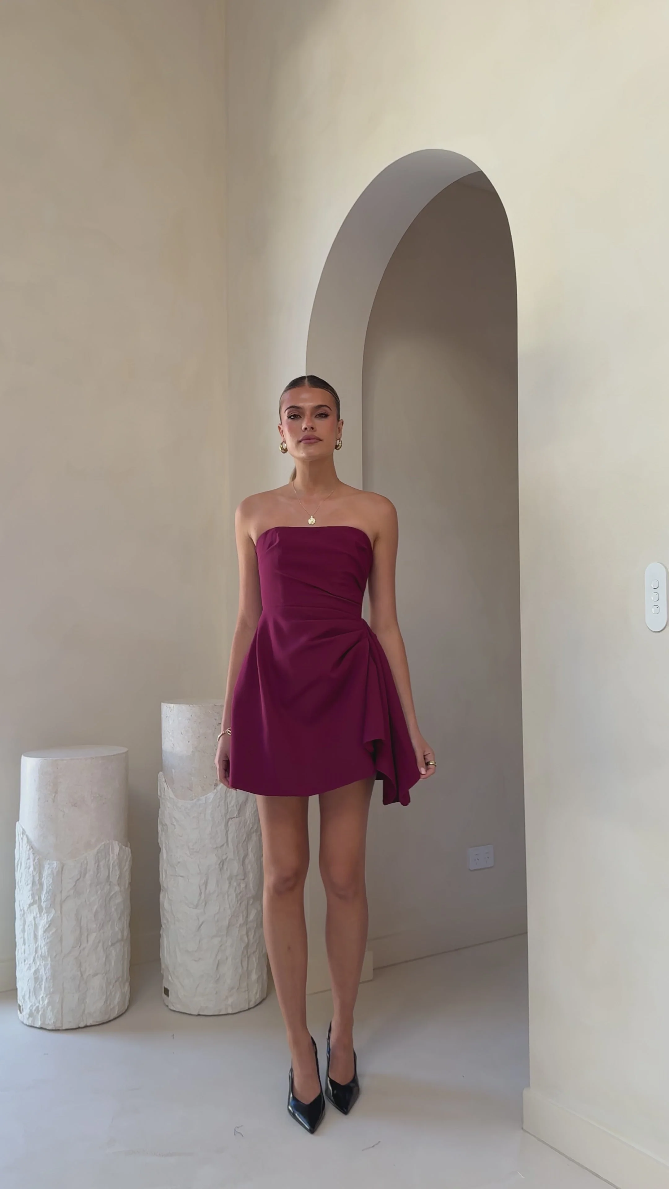 Hanae Mini Dress - Wine