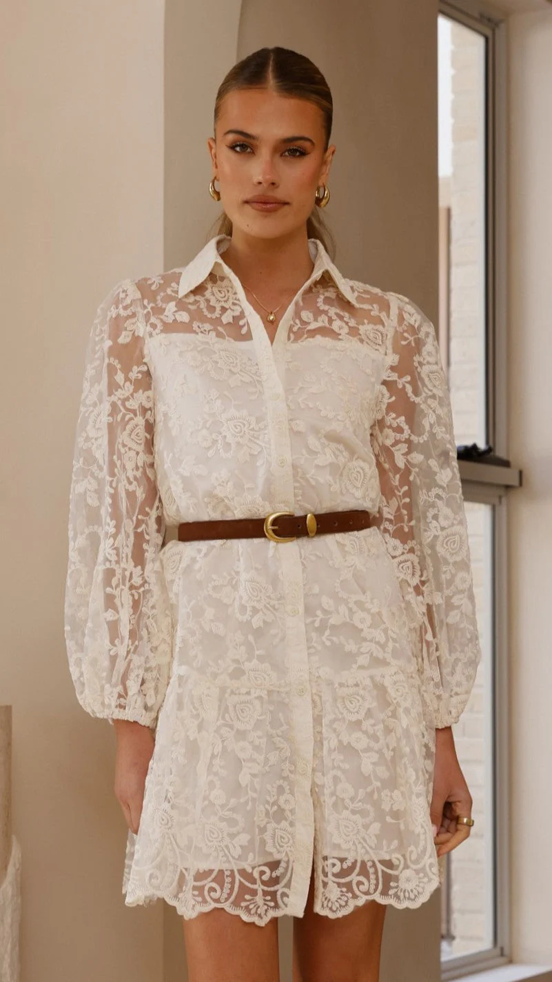 Acacia Lace Mini Dress - White