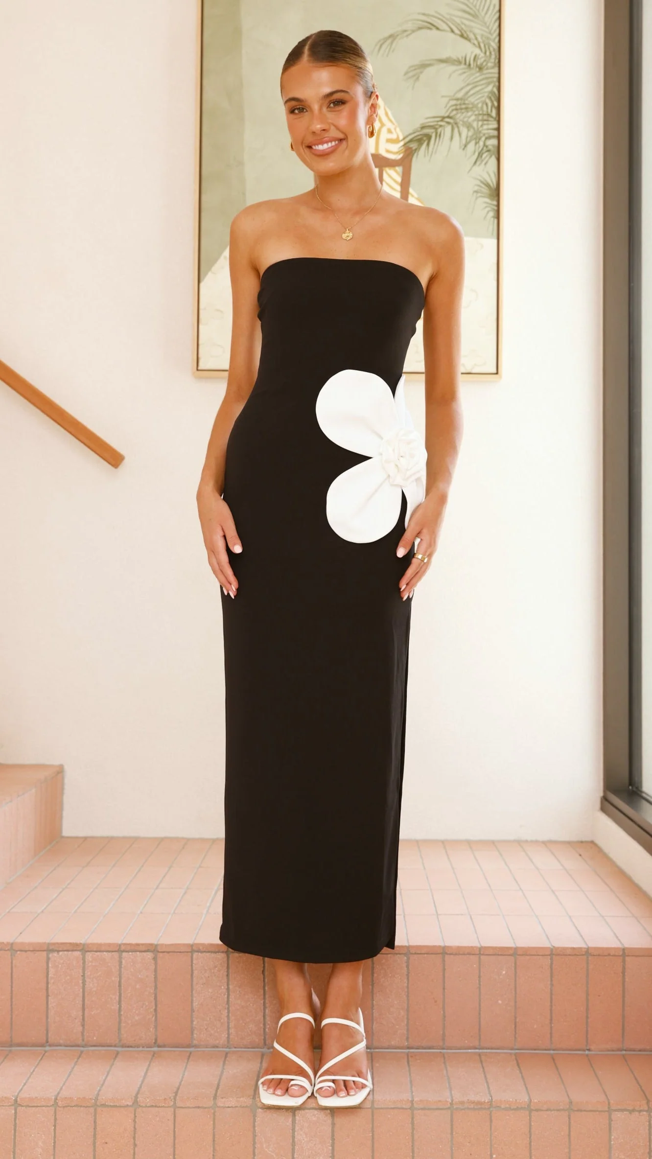 Athena Maxi Dress - Black/White