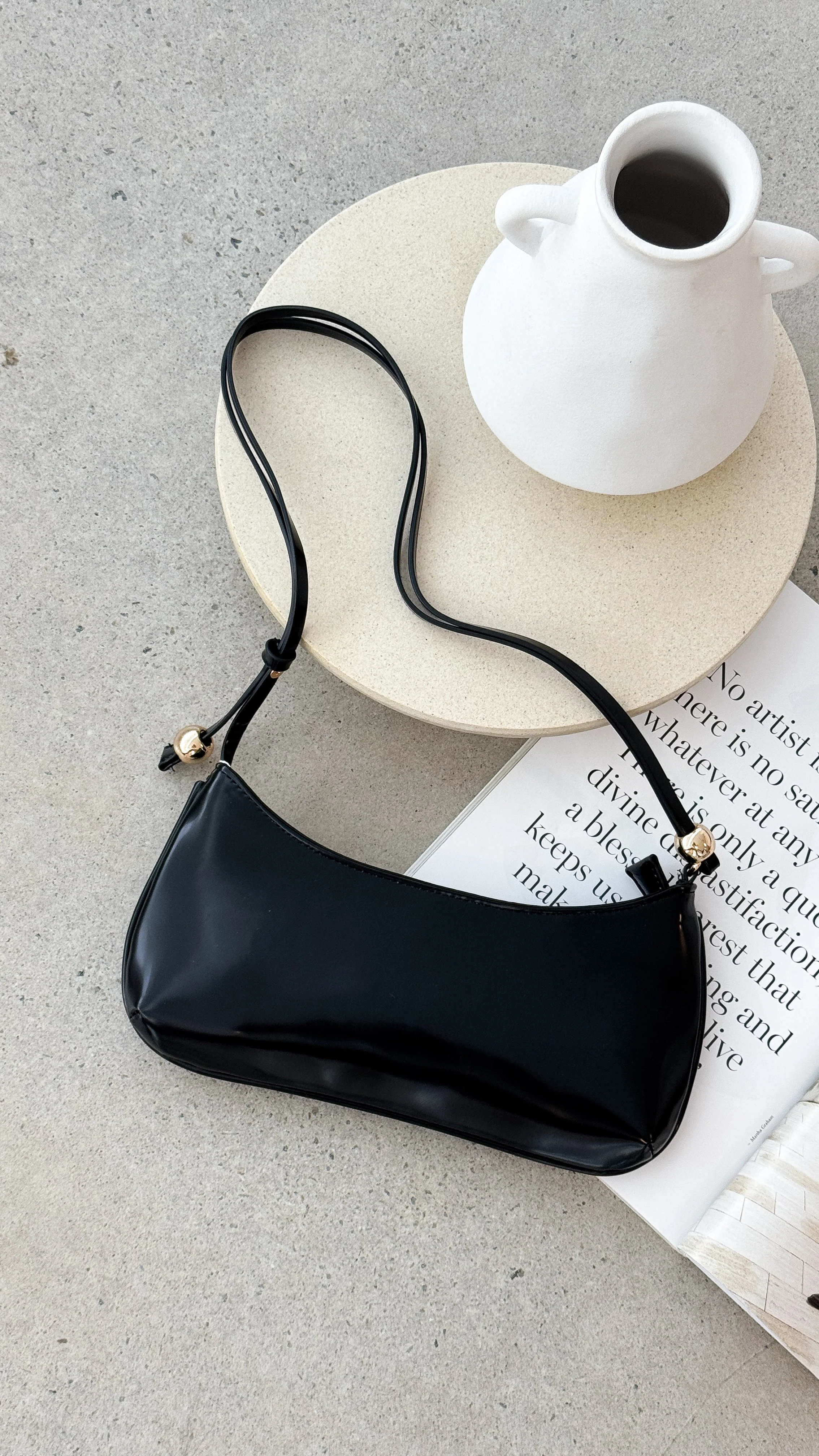 Rosabelle Shoulder Bag - Black Shine