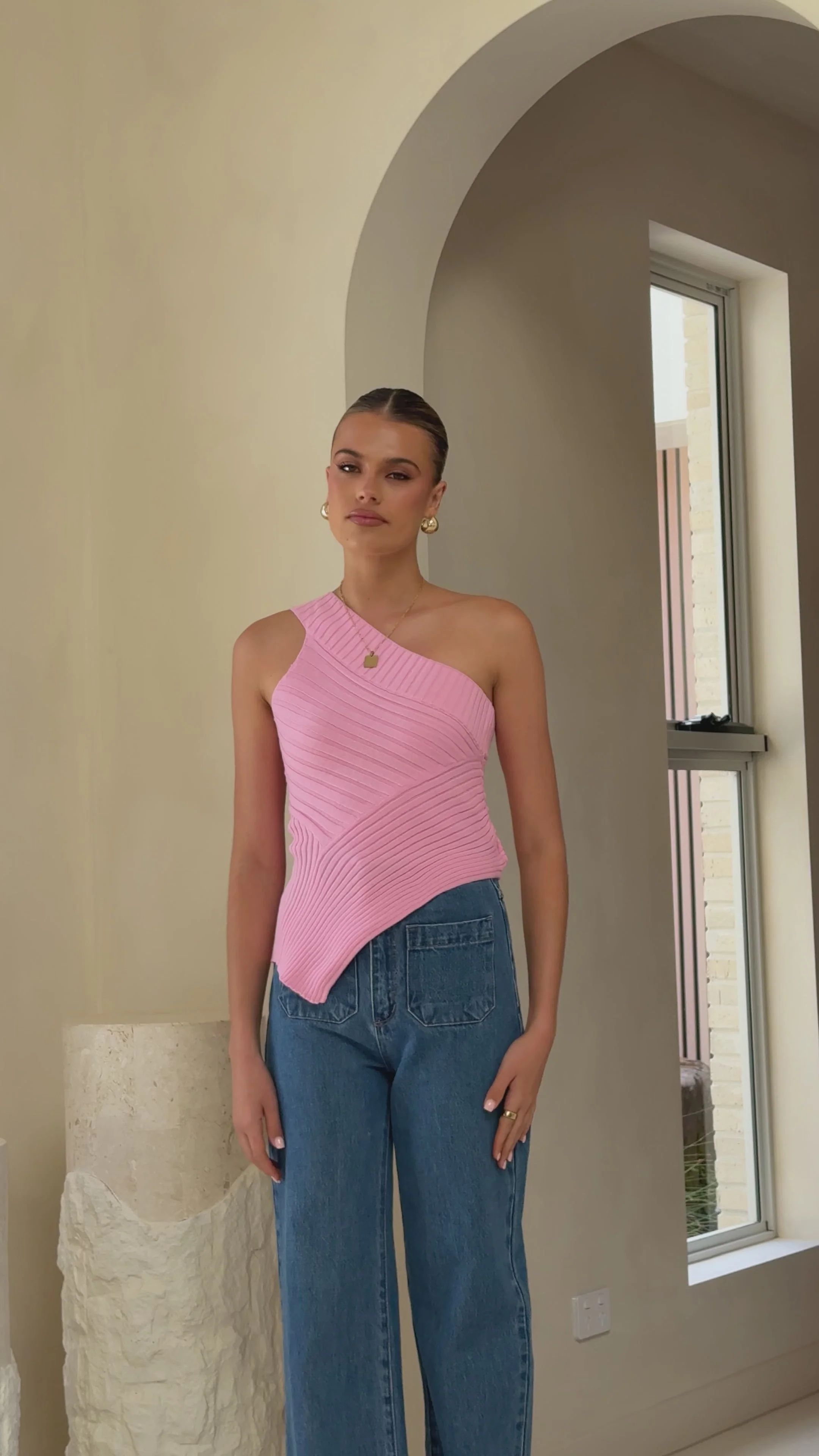 Alyssia One Shoulder Top - Pink