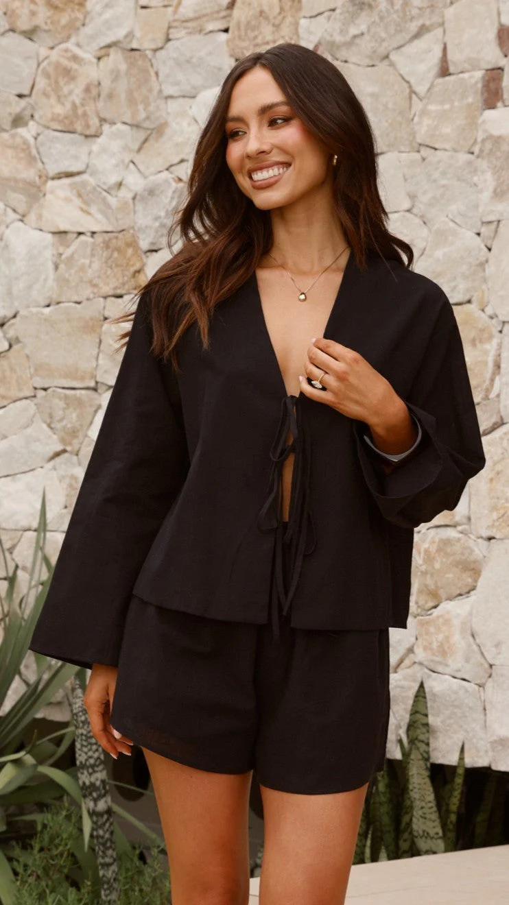 Iveena Top and Shorts Set - Black