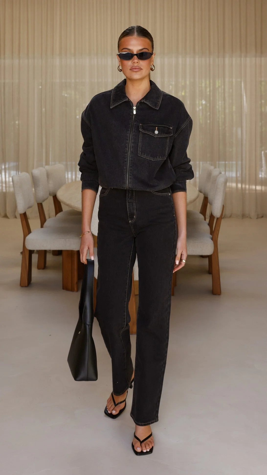 Abrand Denim Bomber Cara - Washed Black