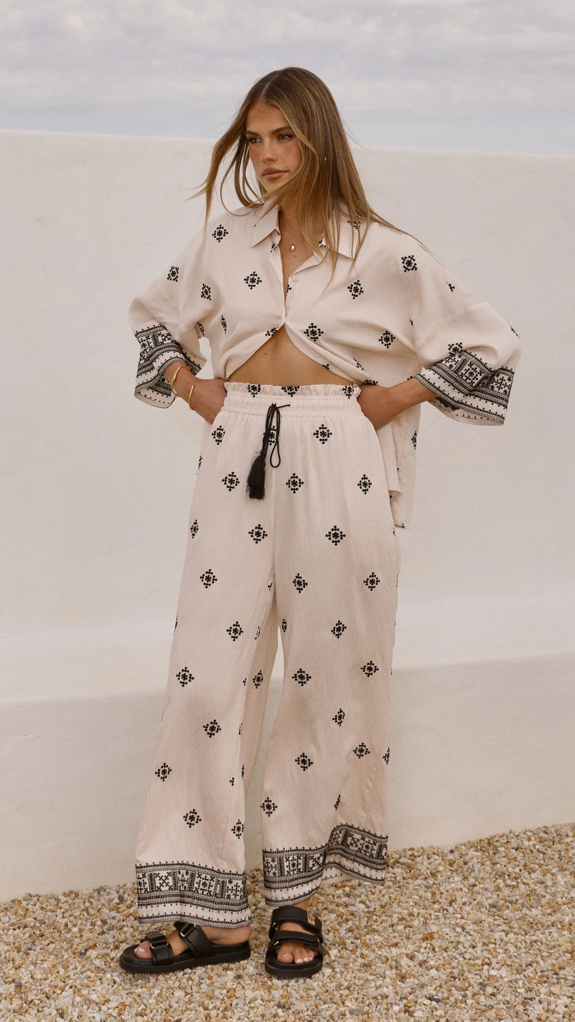 Deni Pants - Beige/Black