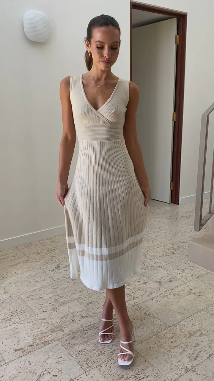 Jayde Knit Dress - Beige/White