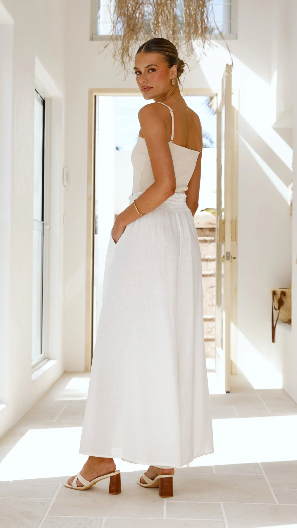 Avery Wide Leg Pants - White