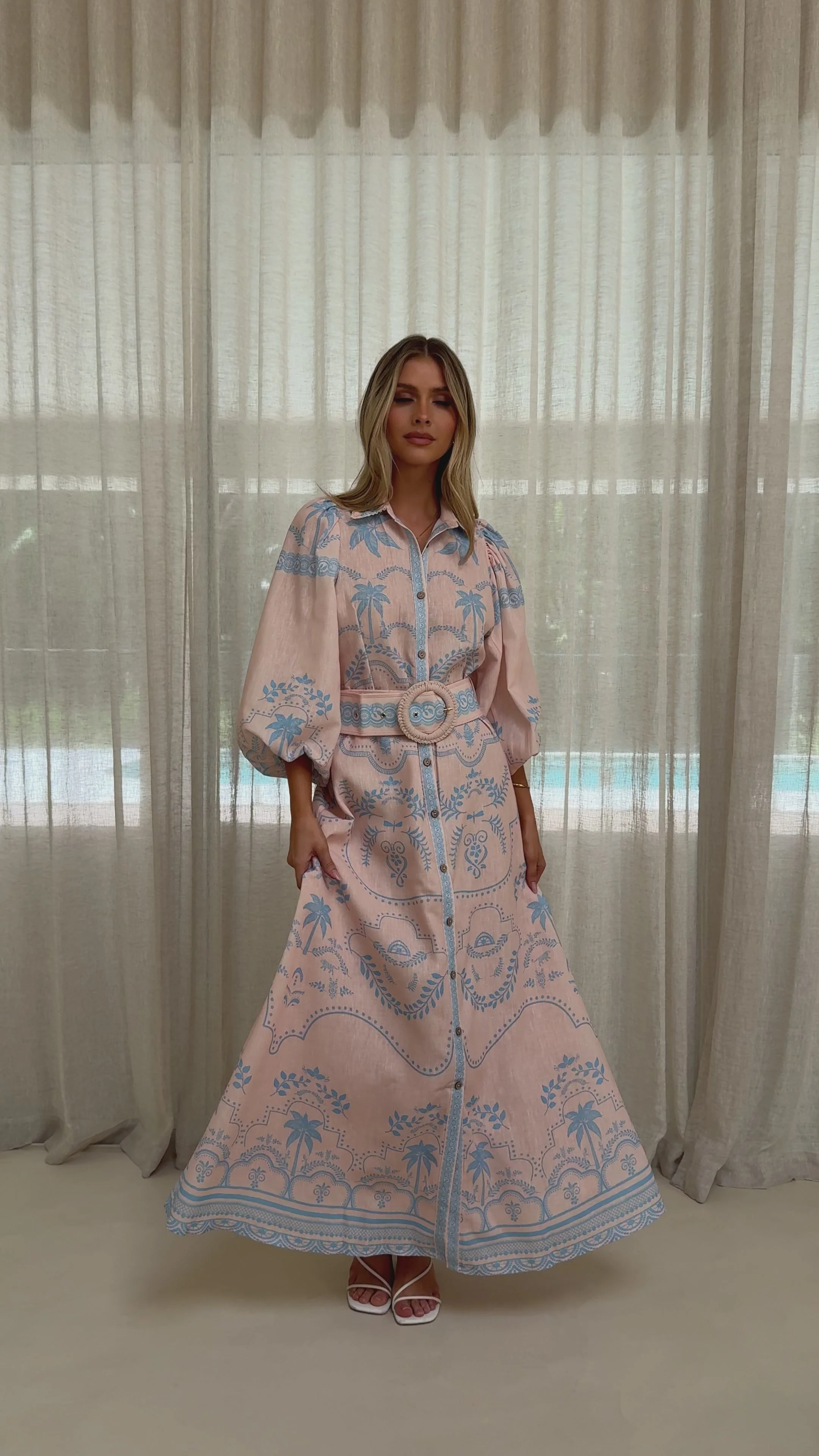 Xander Long Sleeve Maxi Dress - Blue