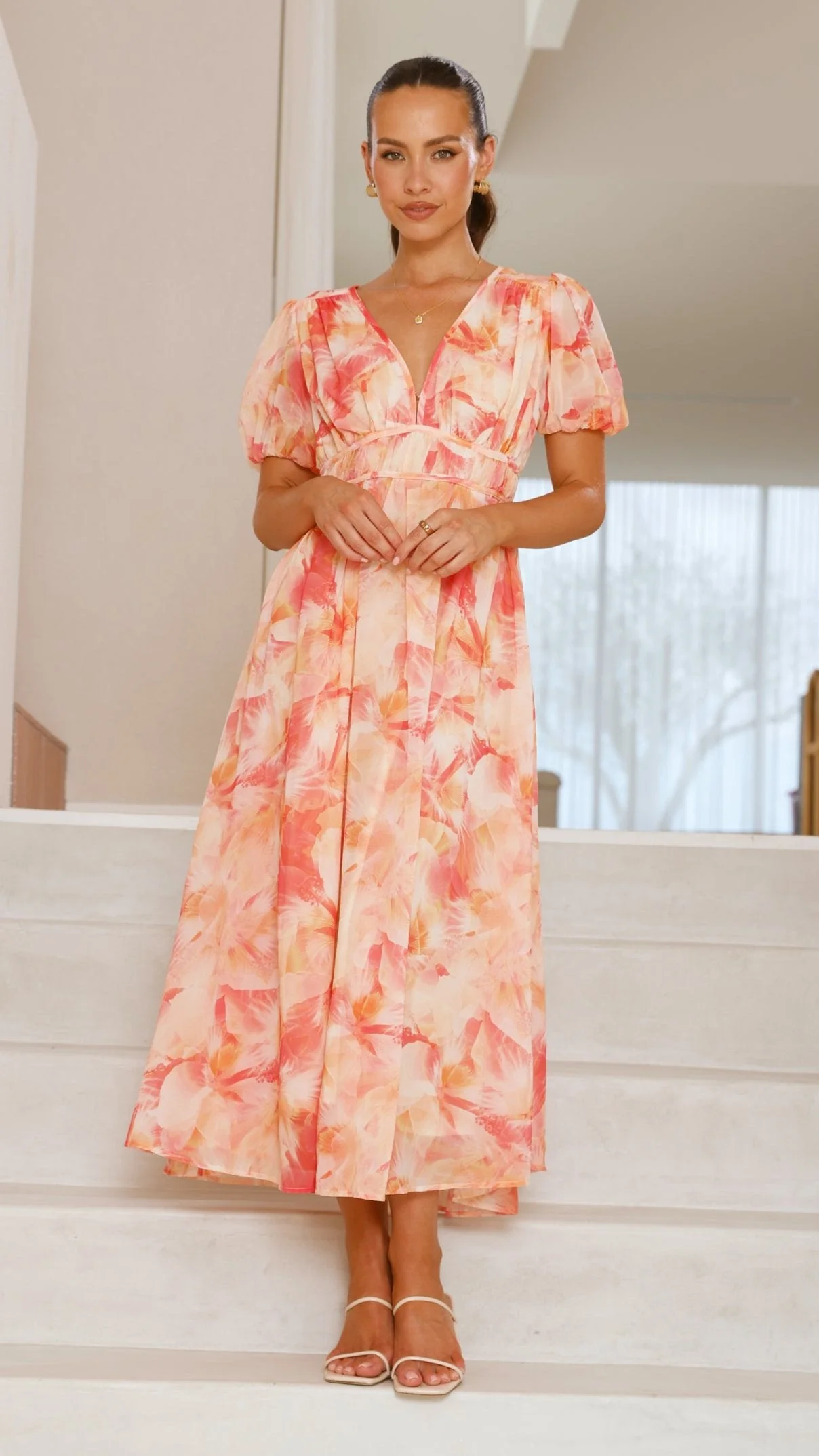 Talma Maxi Dress - Orange Floral