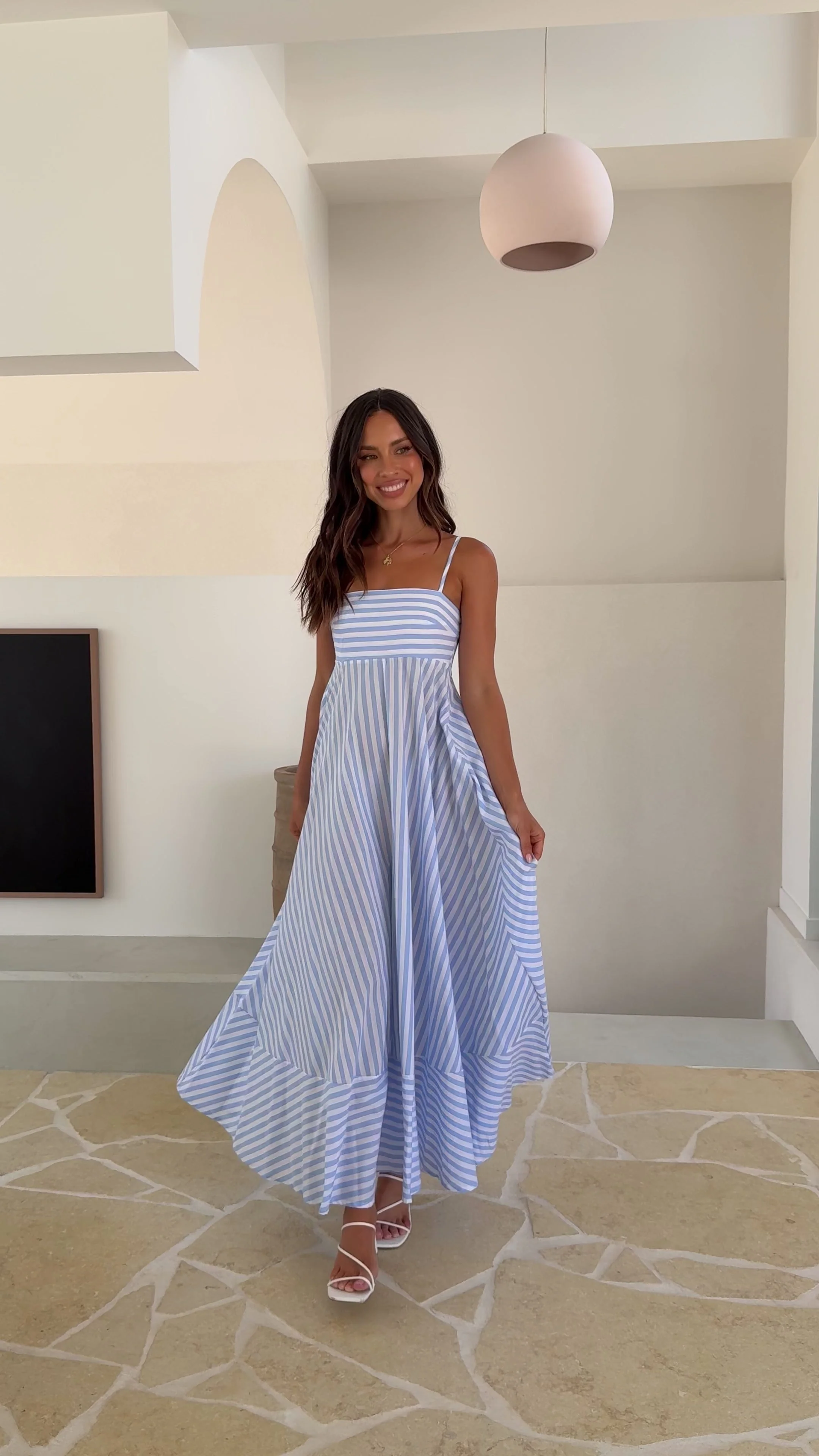 Kaethe Maxi Dress - Baby Blue Stripe