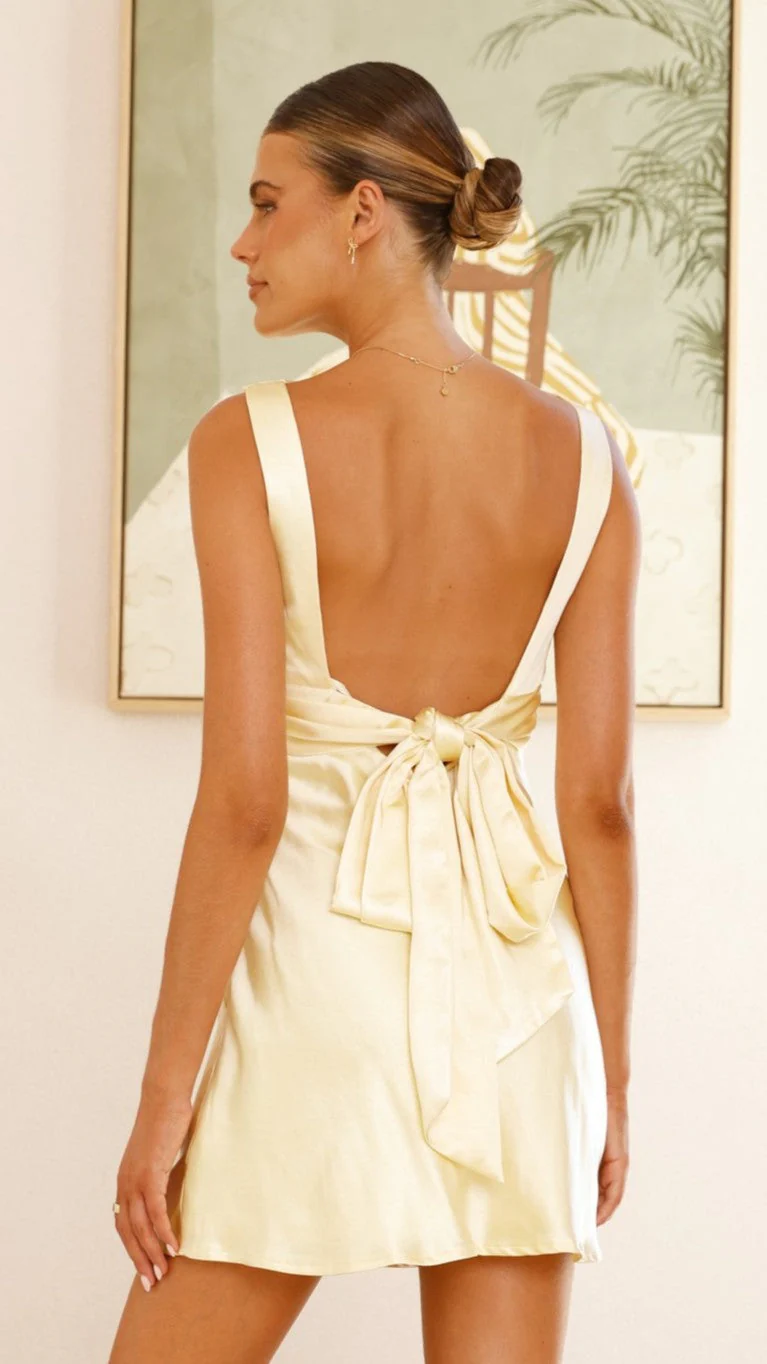 Korie Boatneck Mini Dress - Yellow