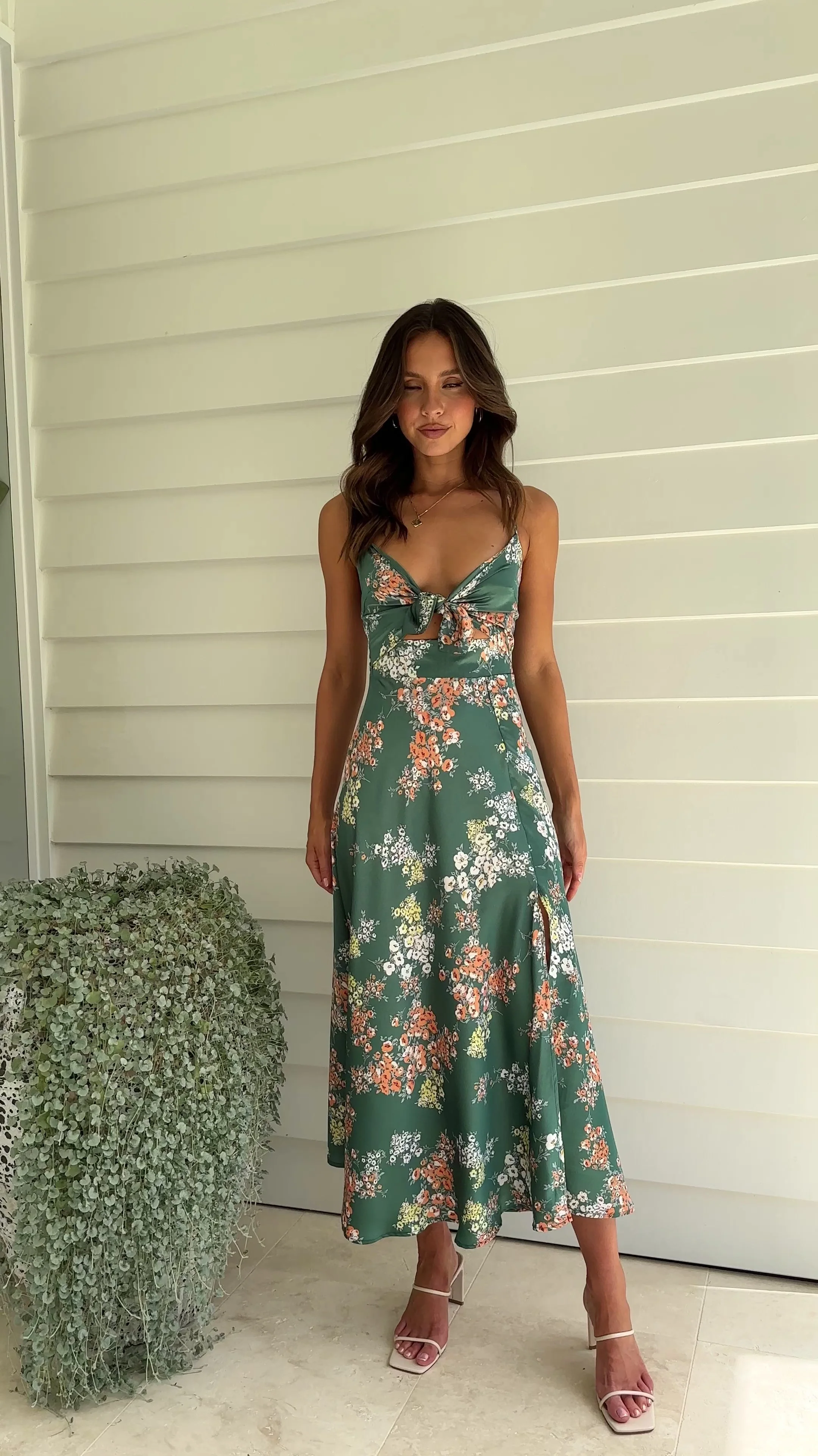 Dreamers Midi Dress - Green Floral