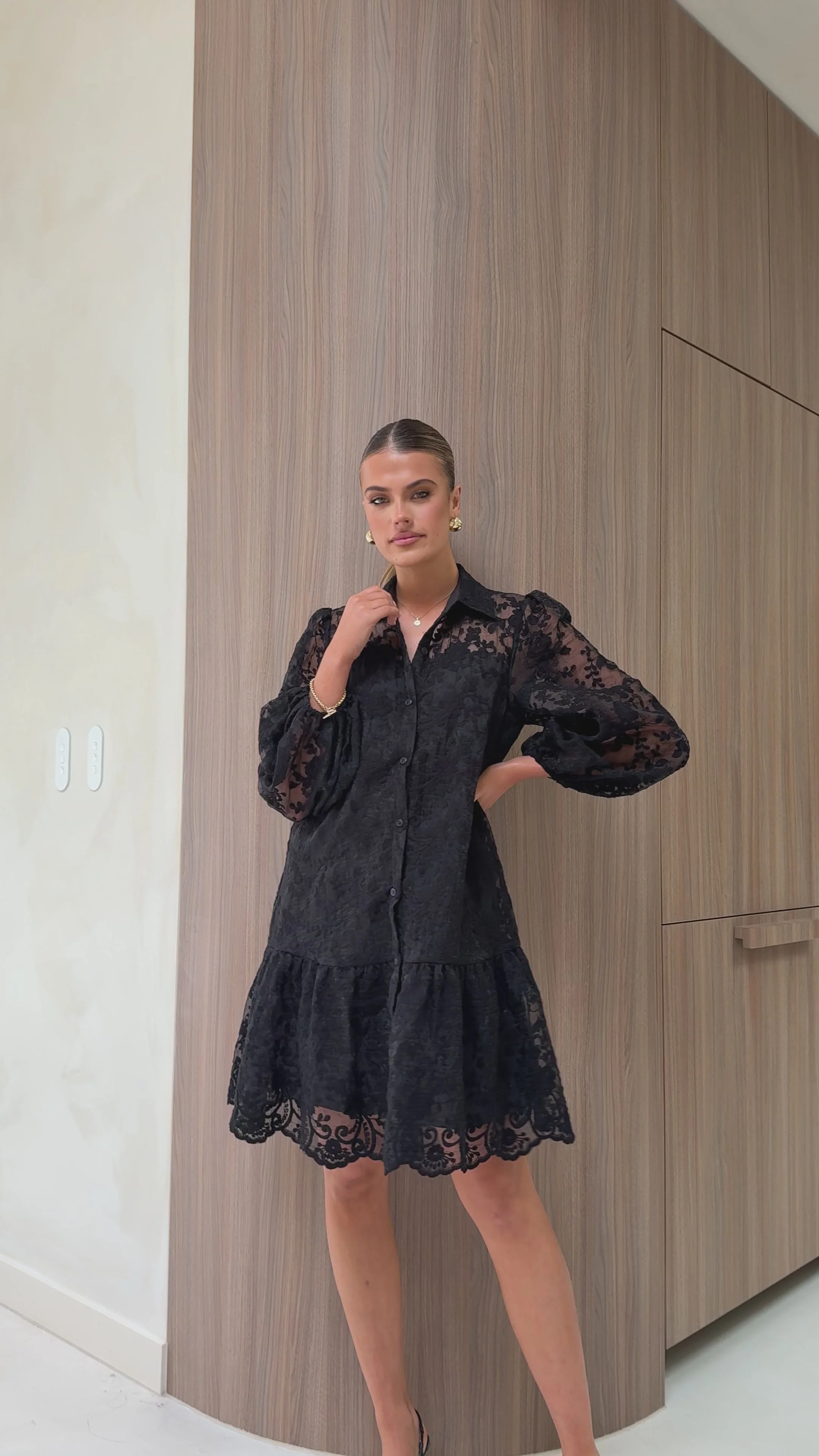 Acacia Lace Mini Dress - Black