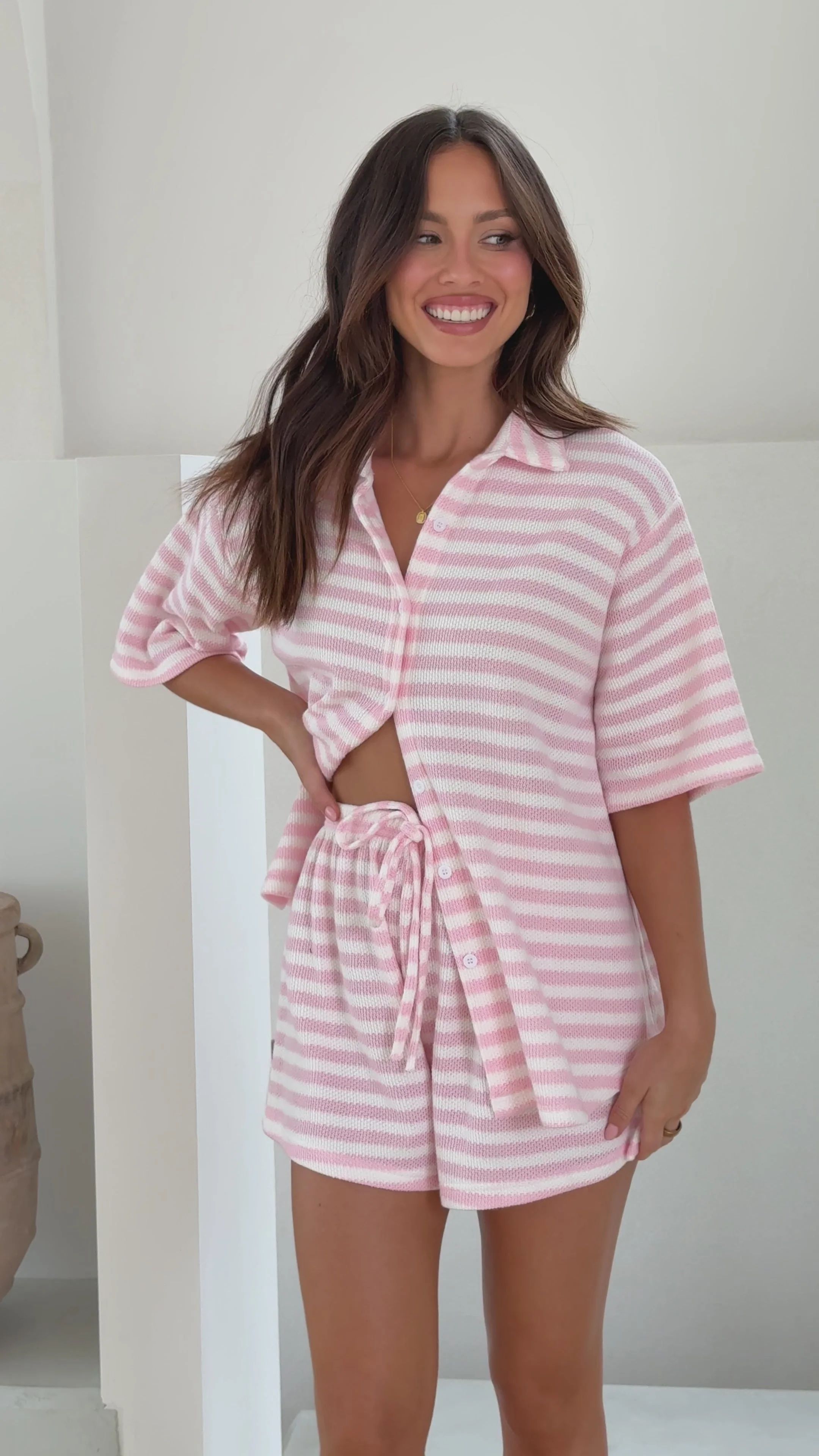 Romi Shirt and Shorts Set - Pink Stripe