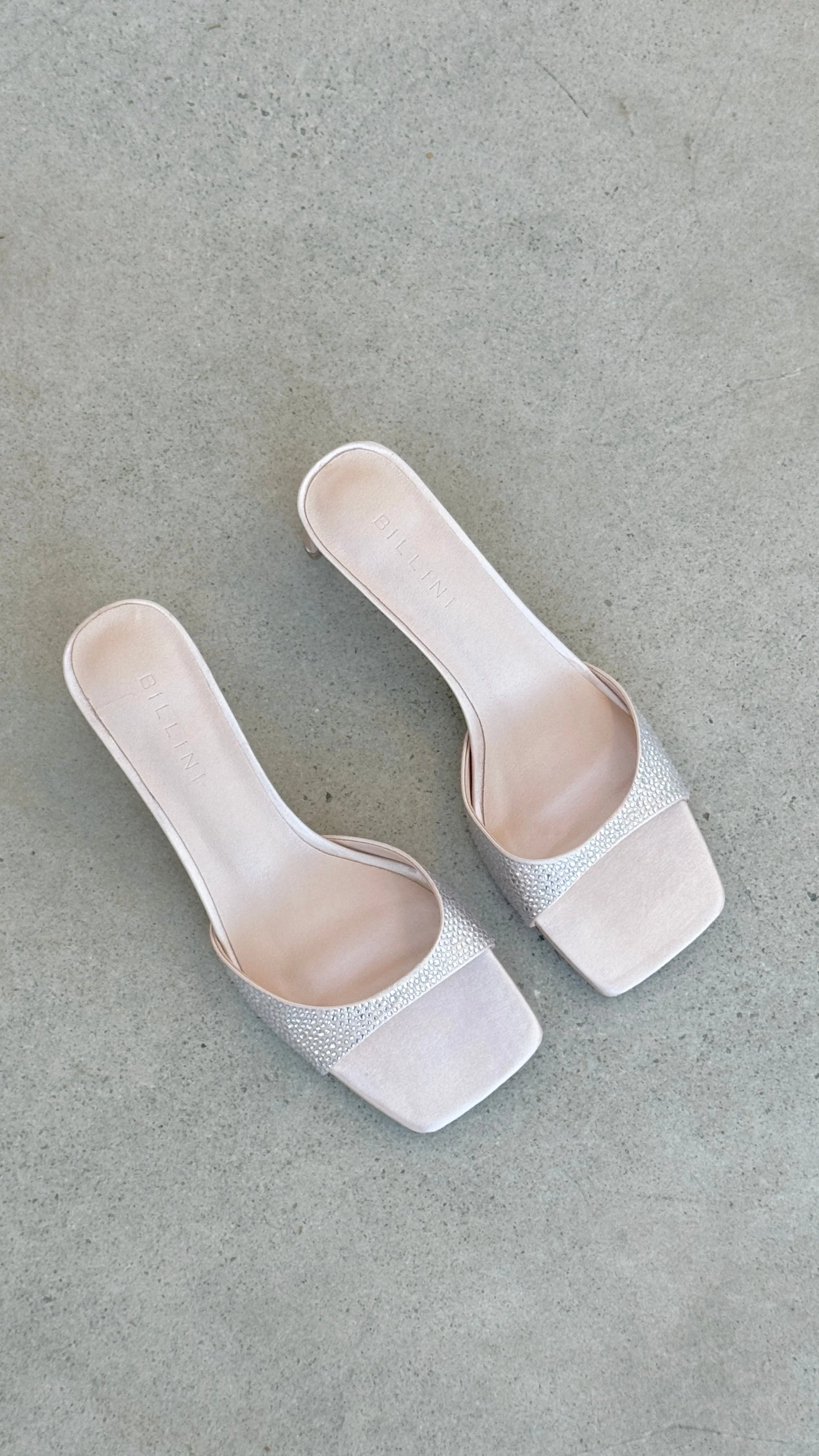 Yiri Heels - Champagne Satin Diamante