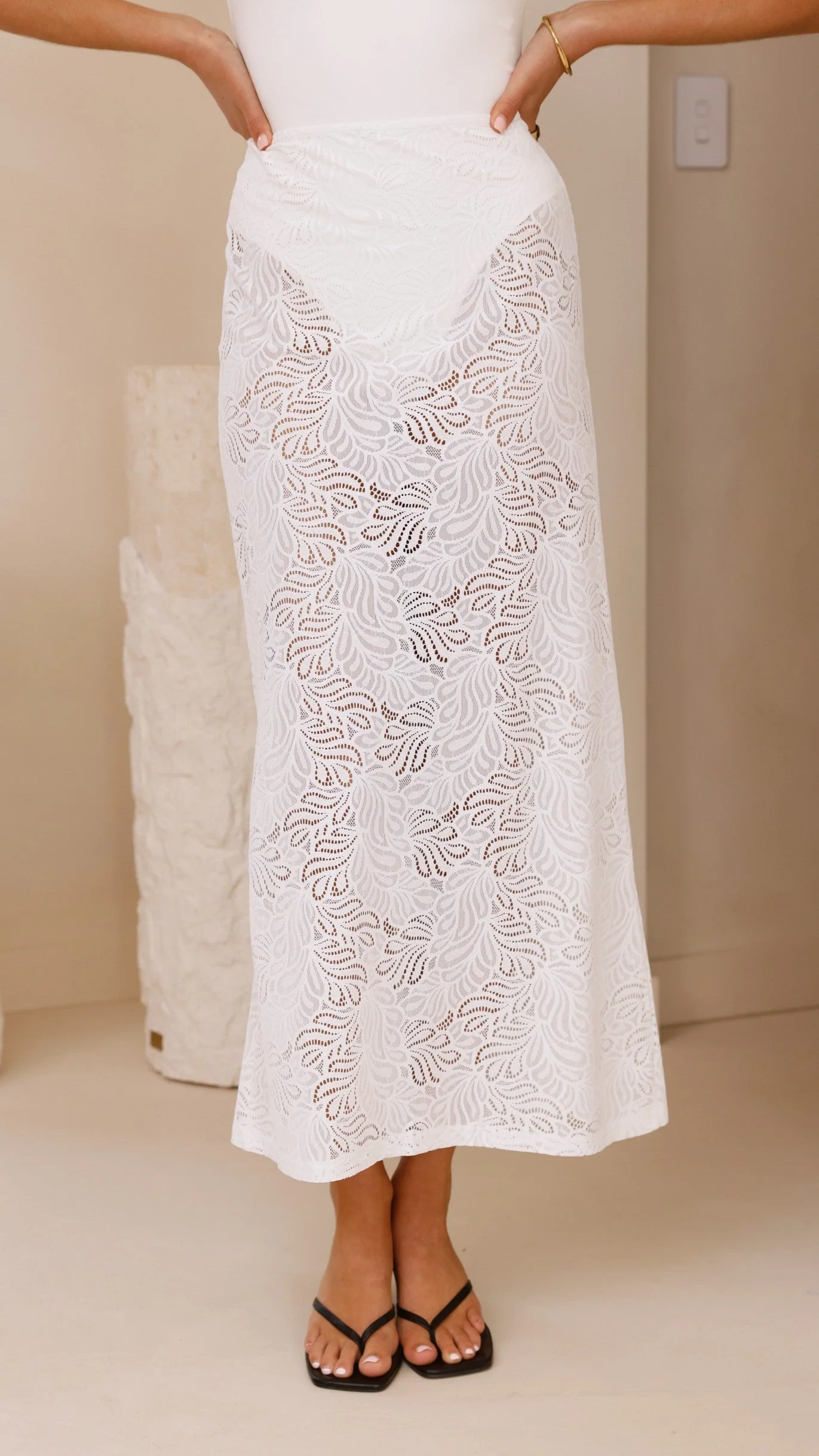 Louisa Lace Maxi Skirt - White