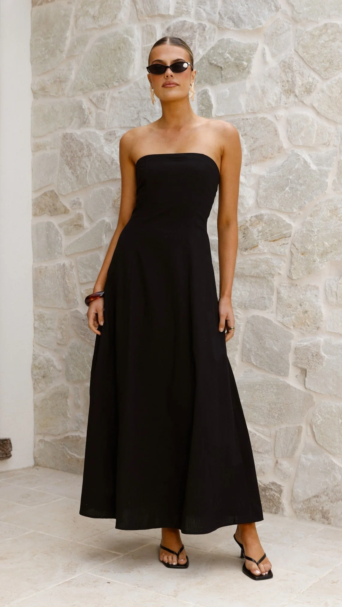 Astrid Strapless Maxi Dress - Black