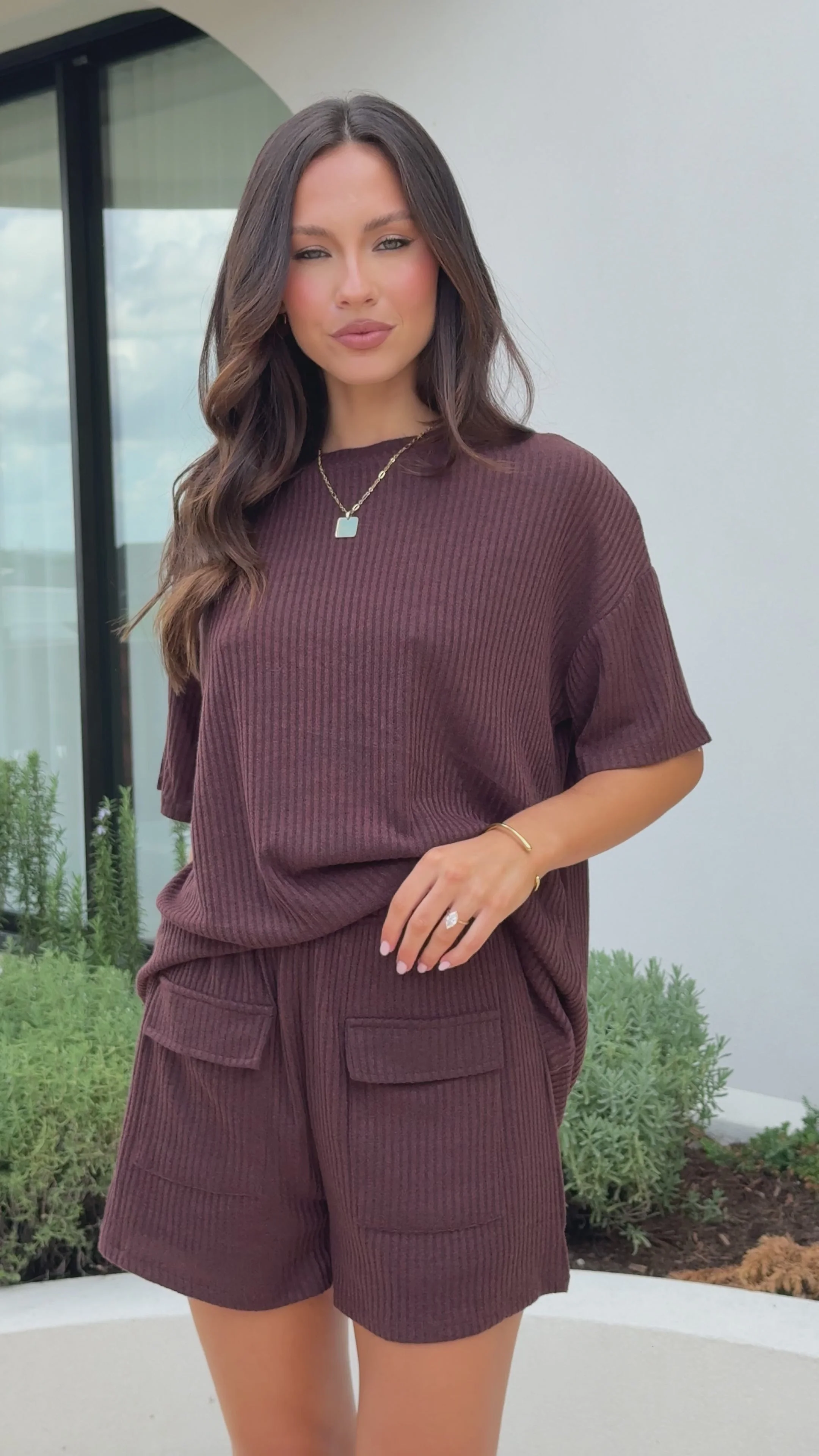 Selma Top and Shorts Set - Chocolate
