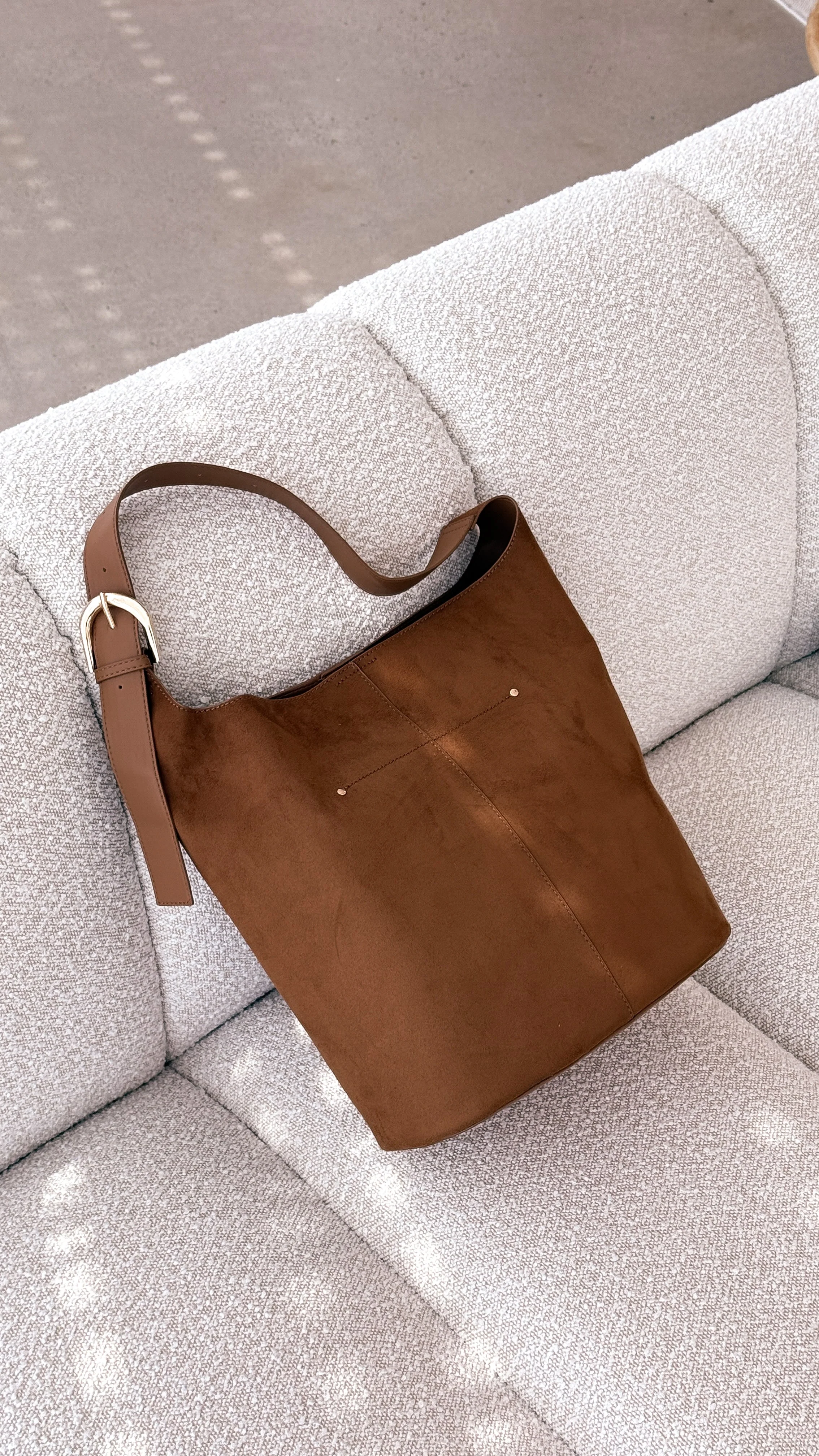 Cali Shoulder Bag - Tan Suede