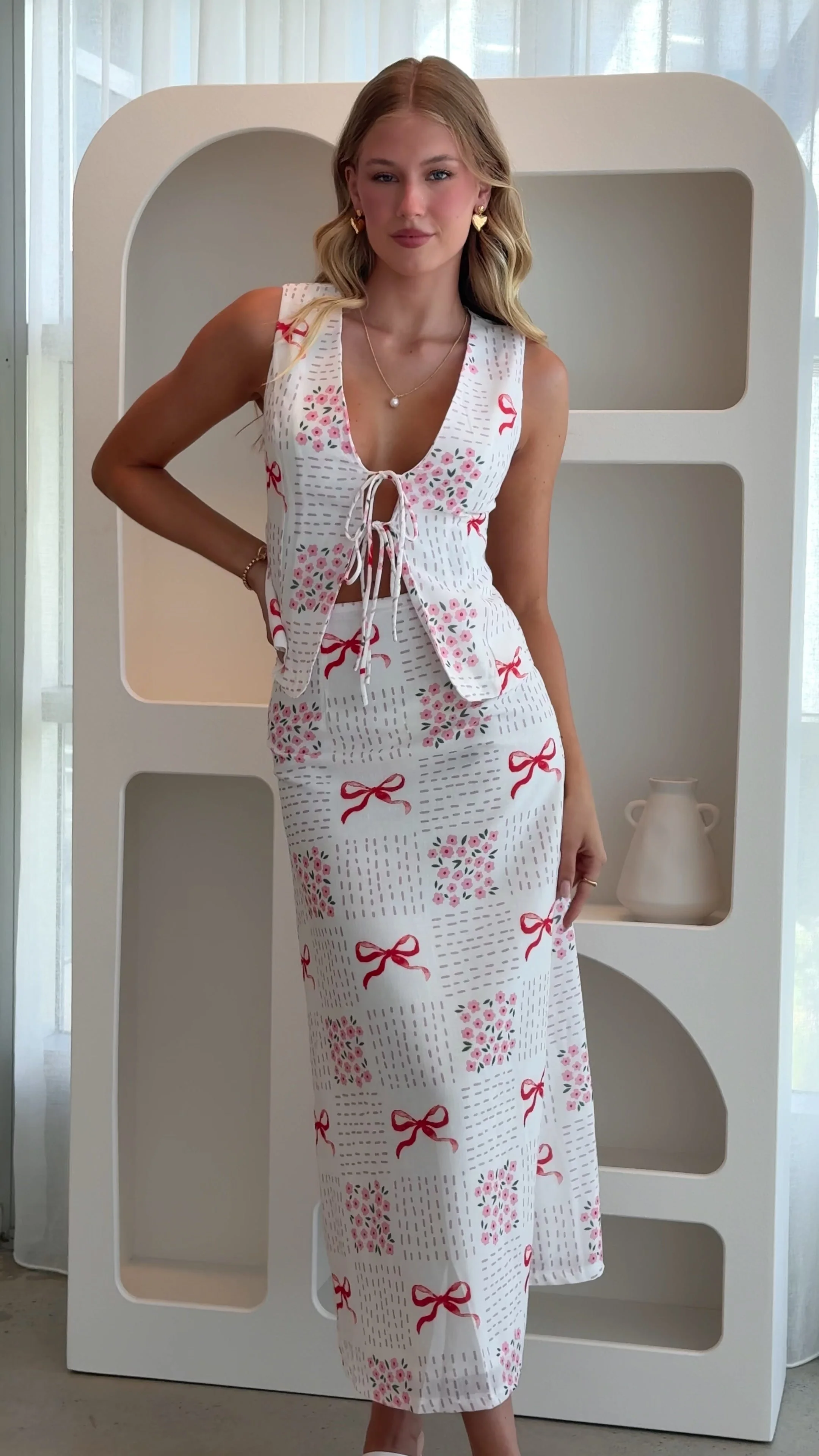 Daria Tie Front Top - Sweet Bow Pink