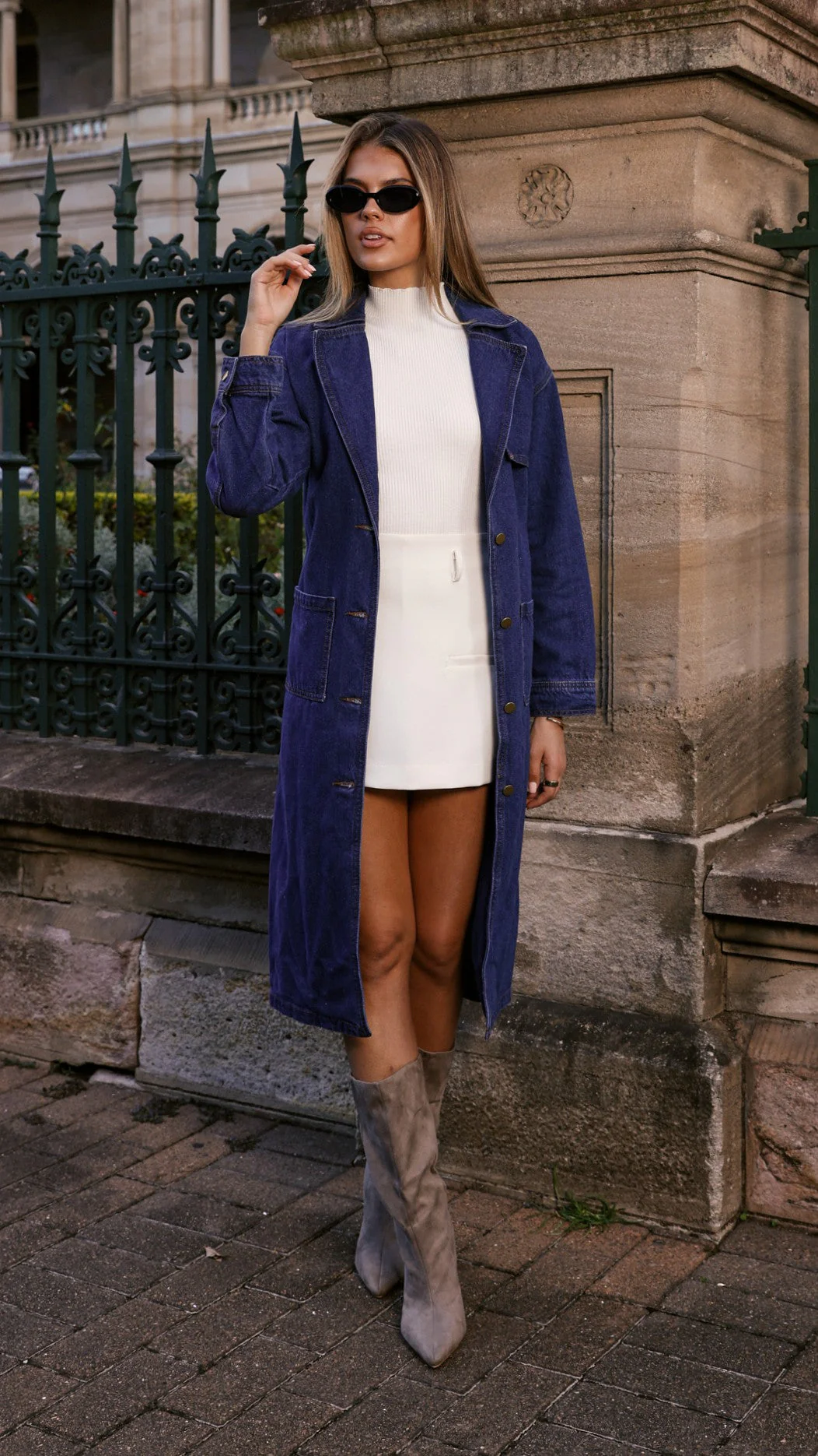 Harlequin Coat - Mid Blue Denim