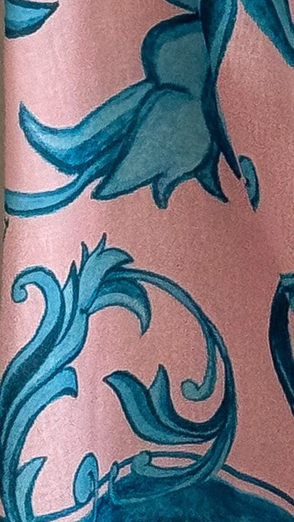 Lucia Long Sleeve Maxi Dress - Aqua/Pink Print