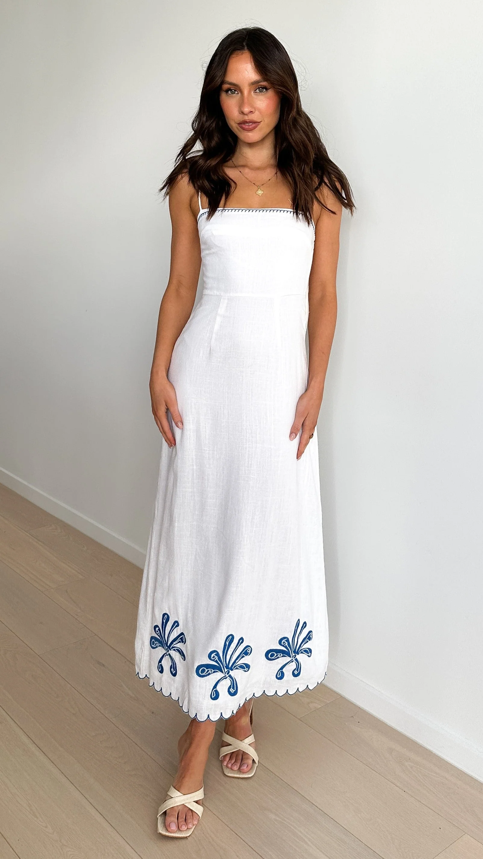 Daya Maxi Dress - White / Blue