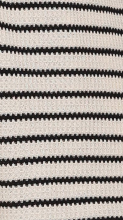 Lacole Button Up Shirt and Shorts Set - Beige / Black Stripe