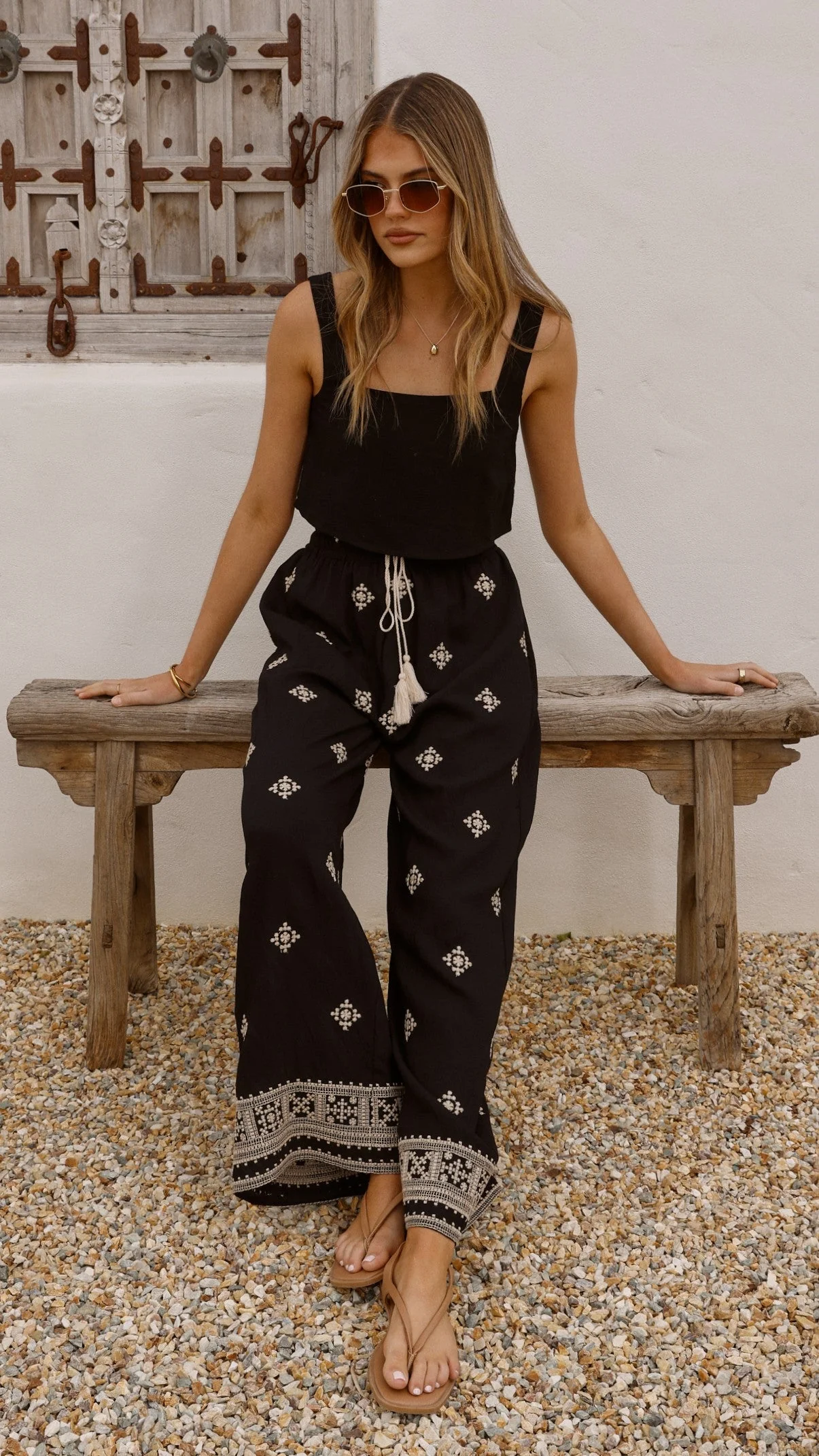 Deni Pants - Black/Beige