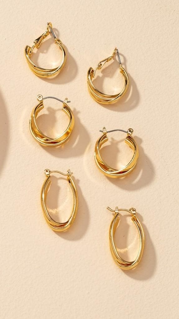 Maya Twist Earrings Set - Gold