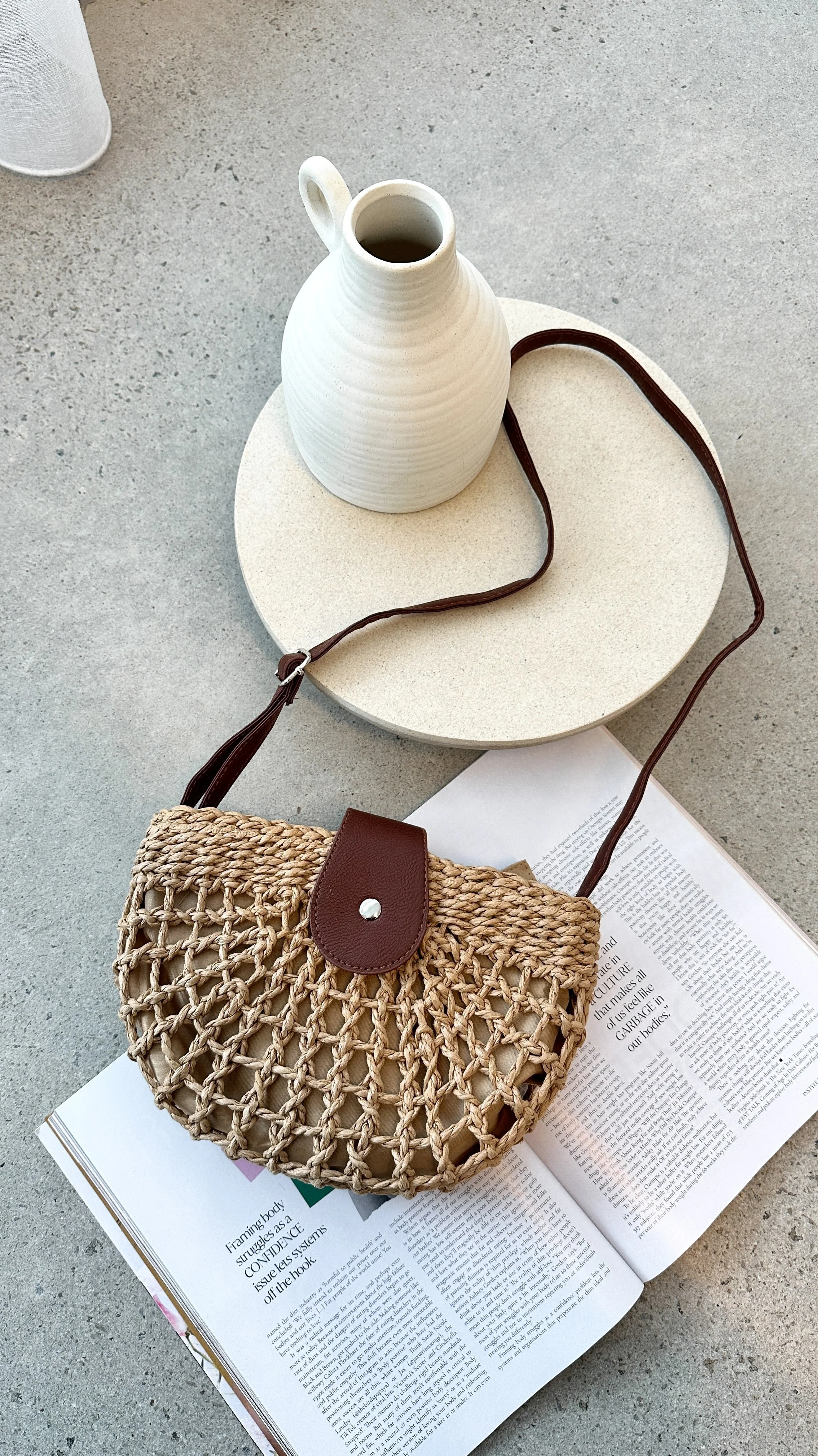 Marielle Half Moon Bag - Straw